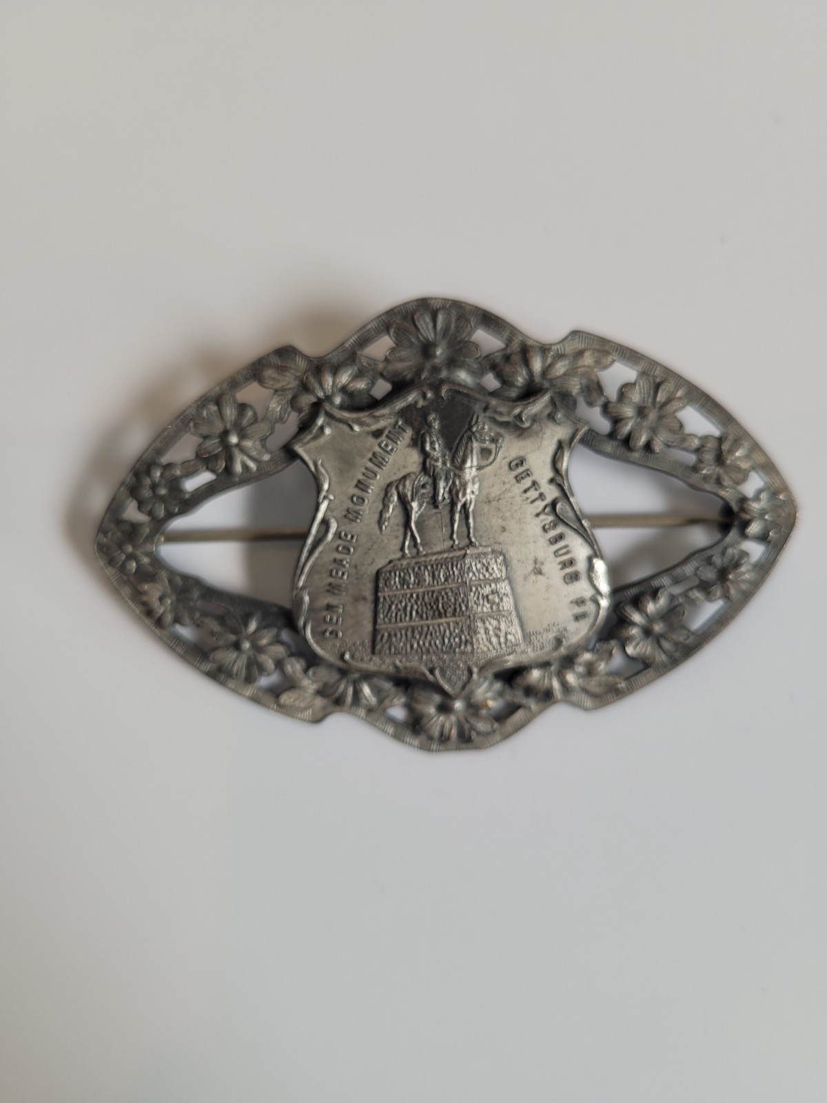 Antique Gettysburg PA Gen Meade Monument Souvenir Brooch Pin Civil War 3