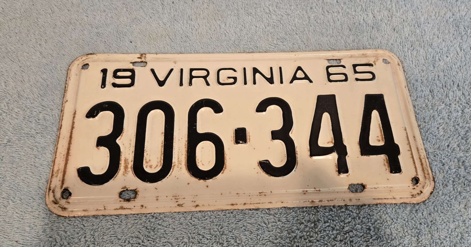 Vintage 1965 Virginia Original License Plate  306-344