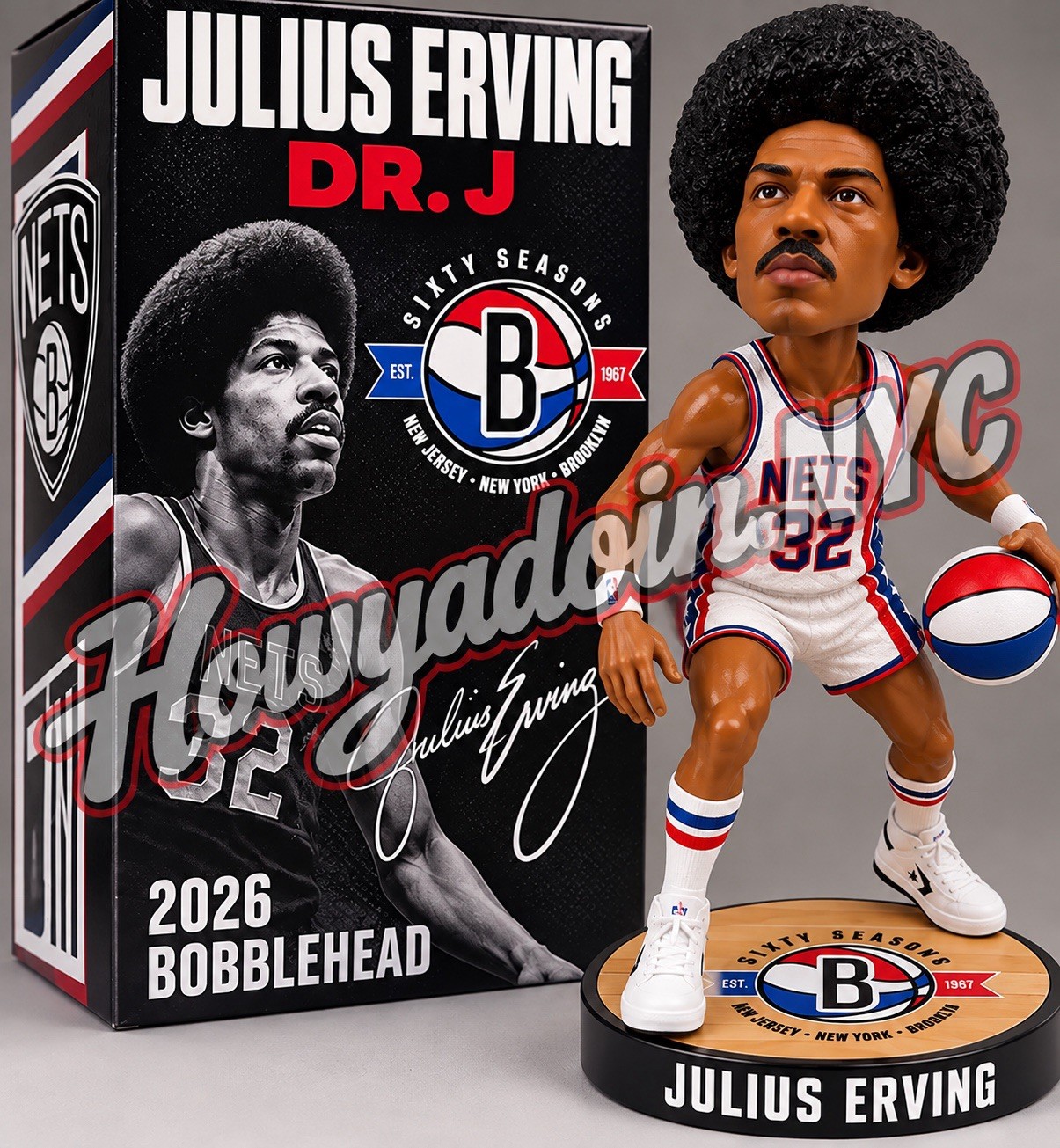 2026 Dr. J Julius Erving Brooklyn Nets Bobblehead 11/18 NBA ABA New Jersey SGA