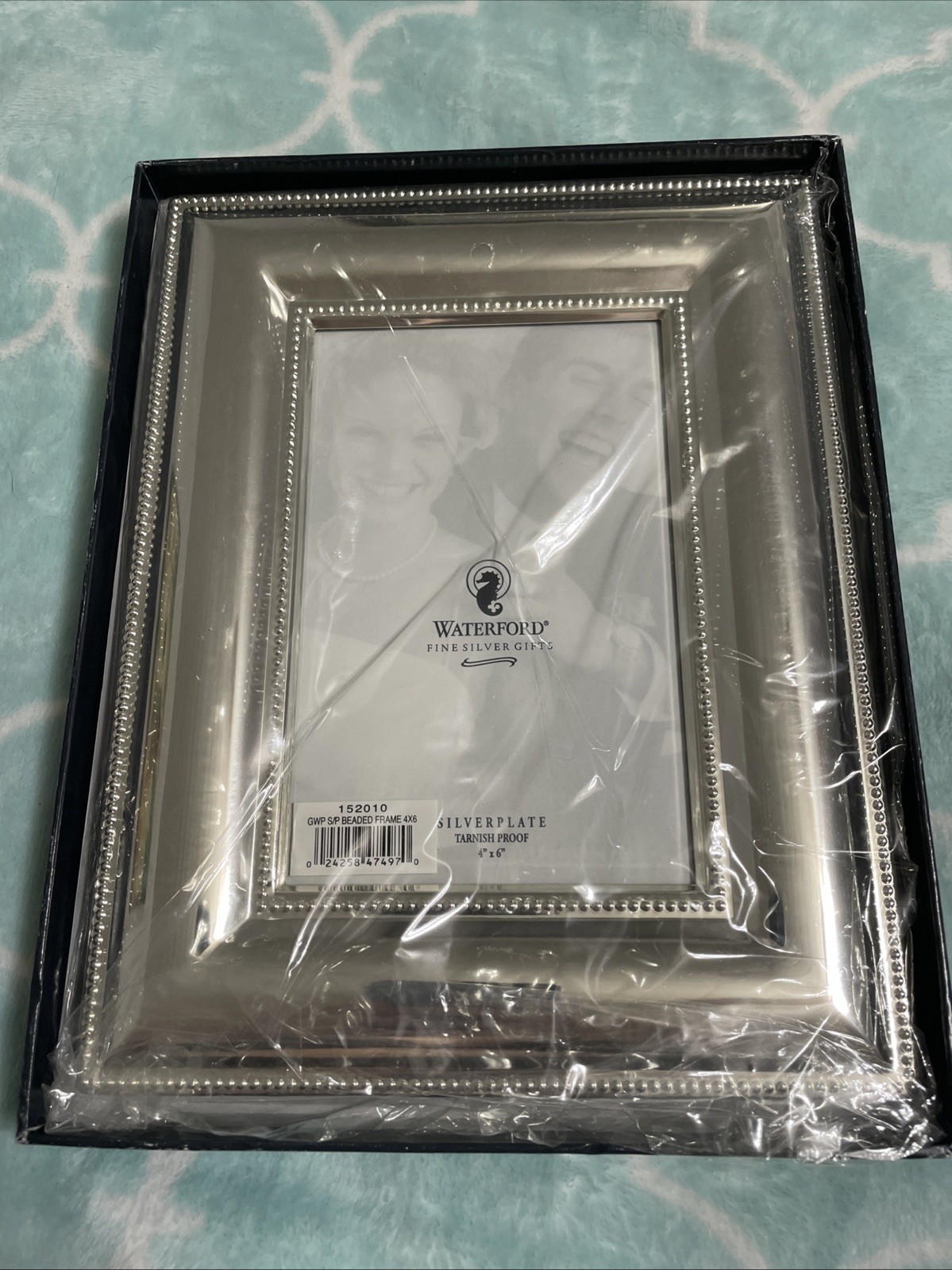Waterford Fine Sliver Plate Tarnish Proof Beaded Frame 4x6