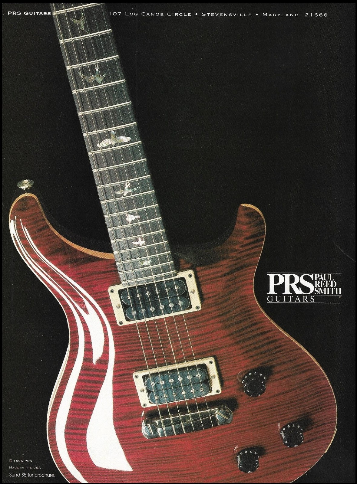 1995 PRS electric guitar advertisement 8 x 11 Paul Reed Smith Guitars ad print