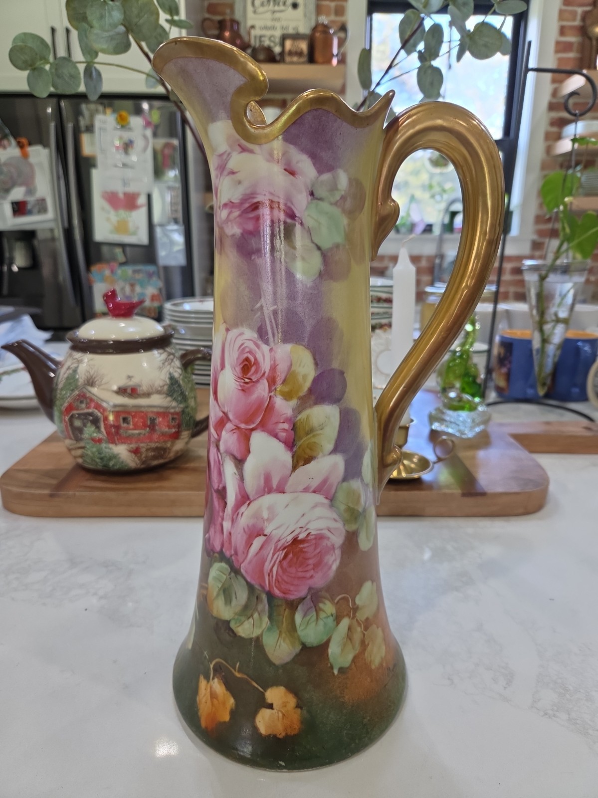 Antique Blakeman & Henderson Limoges France Hand Painted Tankard Pitcher Signed Antique Blakeman & Henderson Limoges France Hand Painted Tankard Pitcher Signed