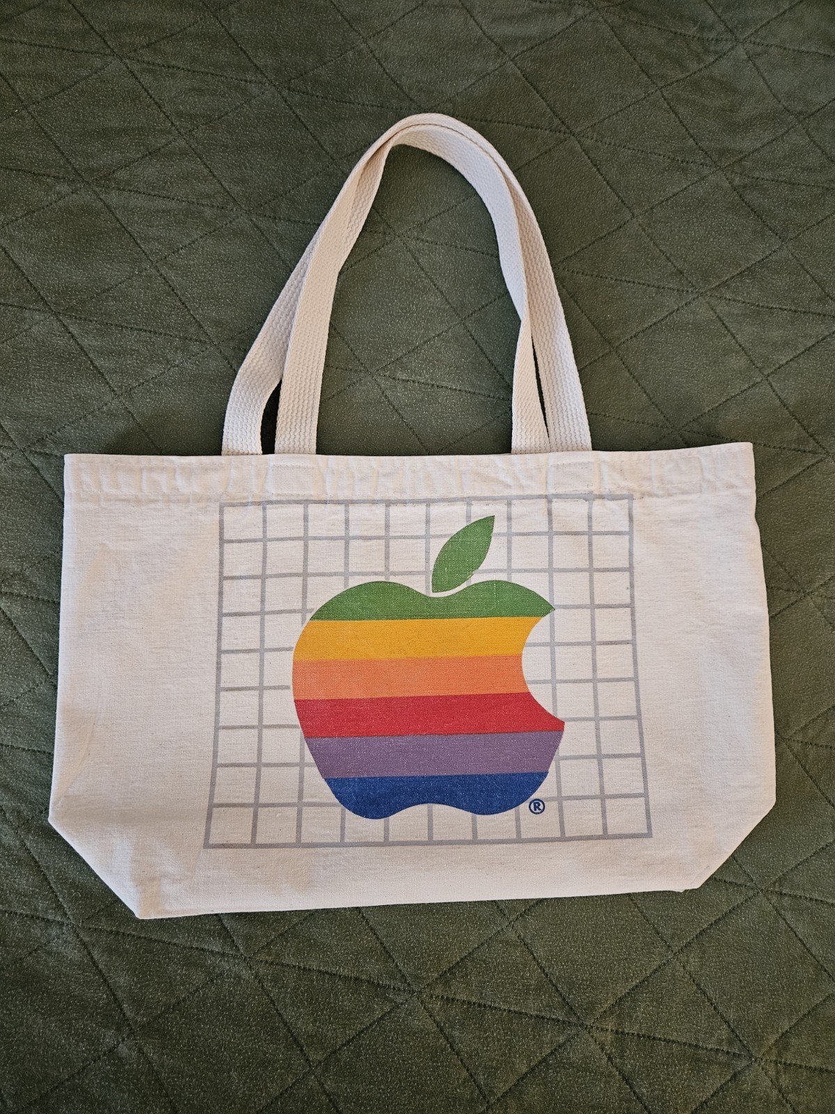 Vintage 1983 Apple Computer Macintosh Rainbow Six Color Logo Canvas Tote Bag NOS