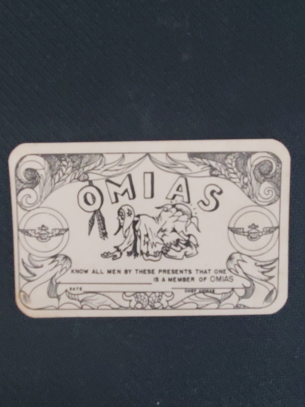 Rare Vintage 1950s US Navy Aviation OMIAS Wallet Size Membership Card - Unissued