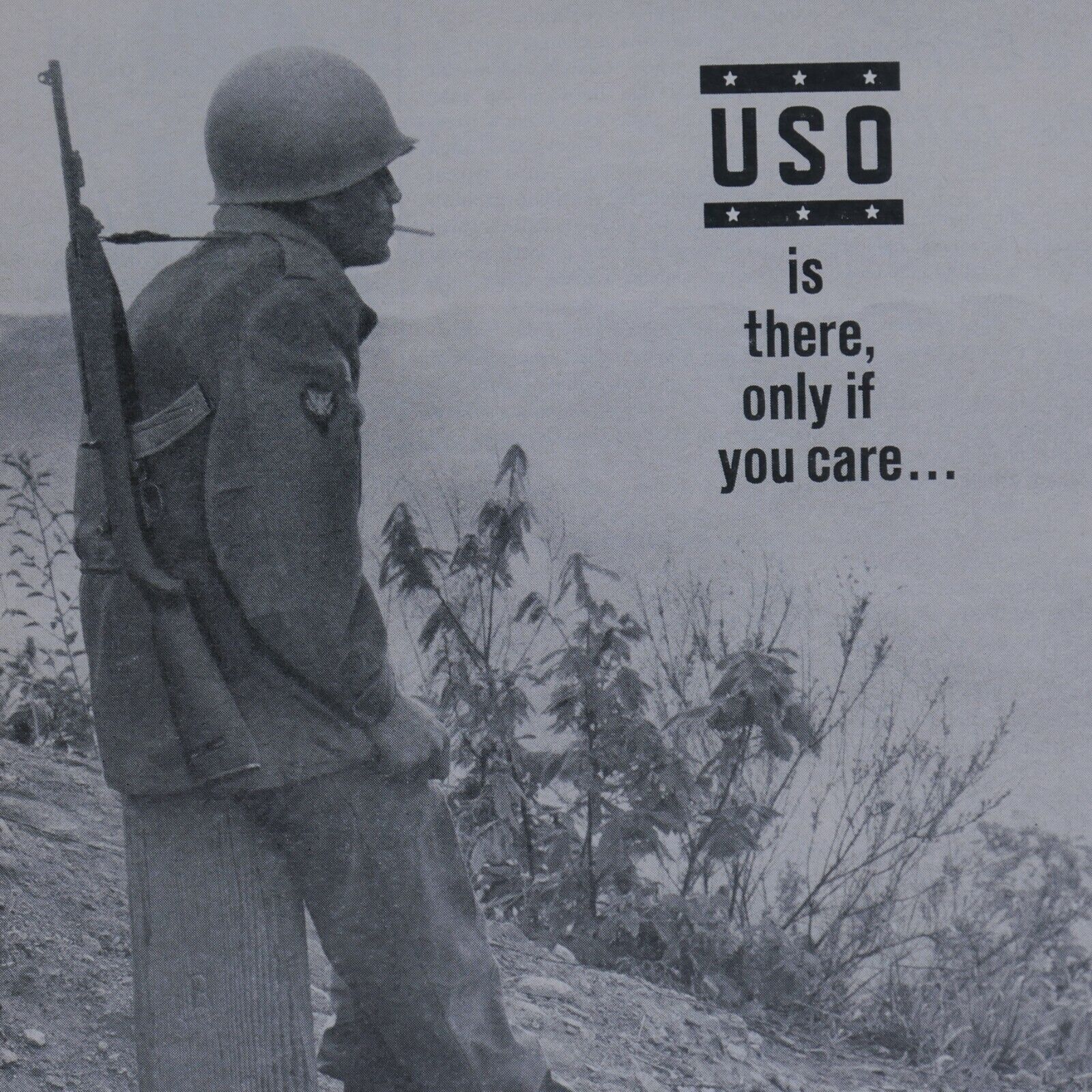 1965 U.S.O. Vintage Is There Only If You If Care Original Print 8.5 x 11