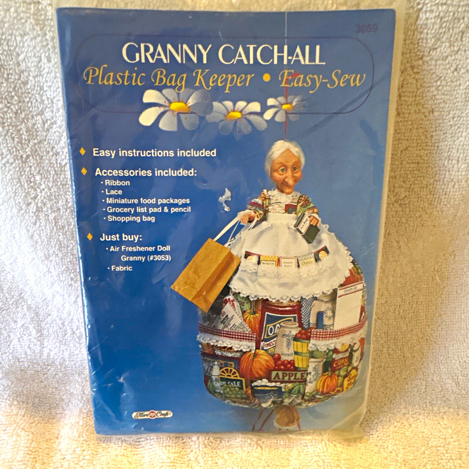 Vintage Fibre Craft Granny Catch-All Plastic Bag Keeper Kit #3059 New NOS 1994