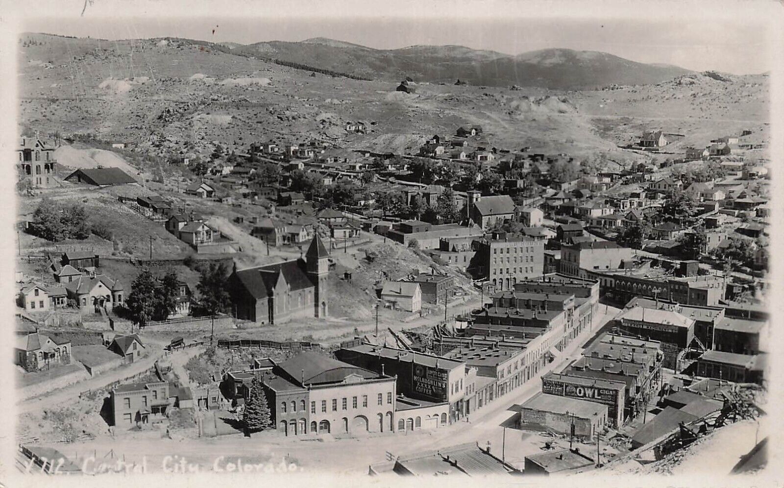 RPPC Central City CO Russell Gulch DPO Ghost Mining Town 1927 Photo Postcard E7