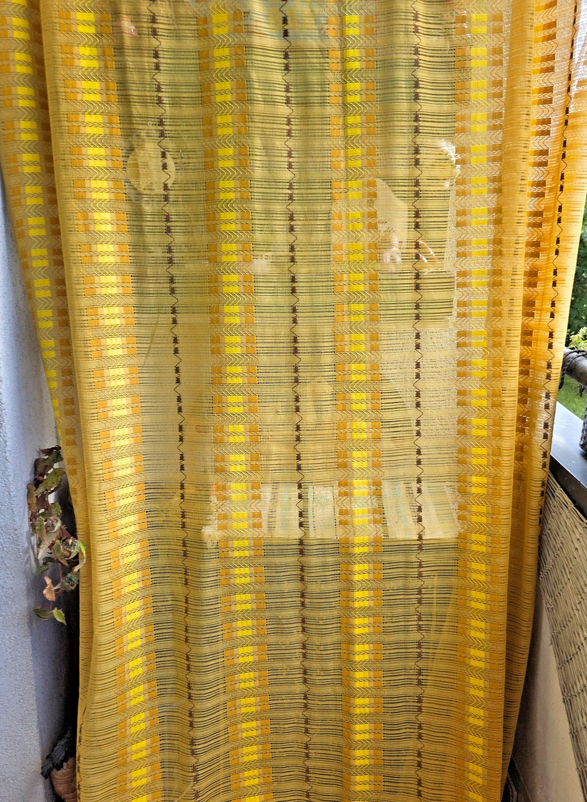 Vintage 1970s Swedish Curtains Pair MCM Yellow Stripe Open Weave Boho Vintage 1970s Swedish Curtains Pair MCM Yellow Stripe Open Weave Boho