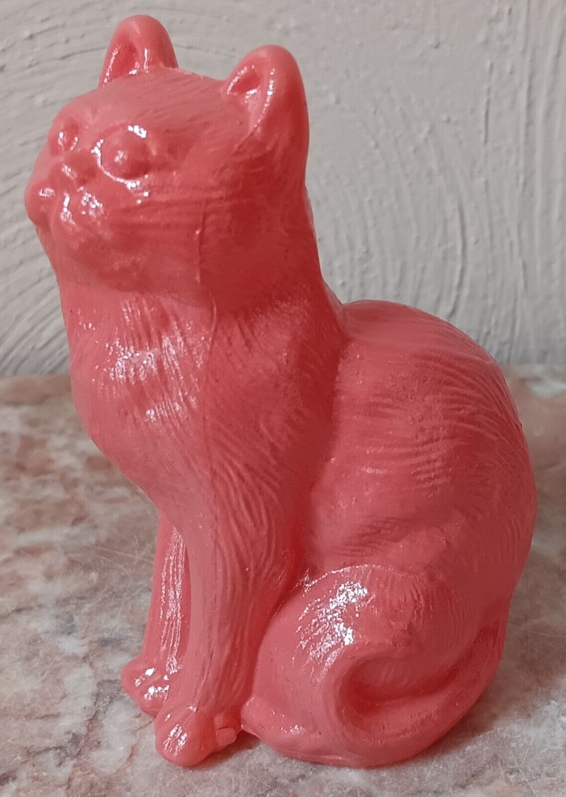 Solid Glass Sitting Kitty Cat Kitten Airbrushed Salmon Pink - Mosser USA