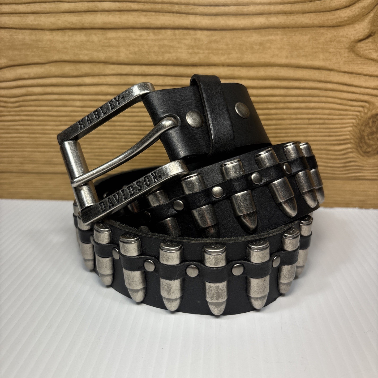 Authentic 2012 Harley Davidson Genuine leather Bullet belt  Size 42