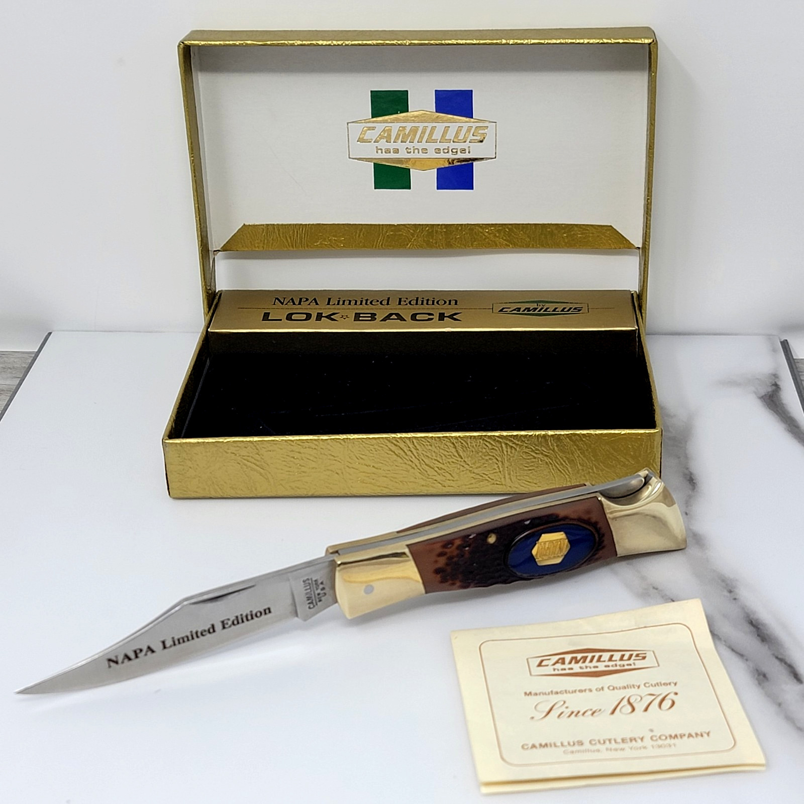 Camillus Napa Limited Edition Jumbo Lockback Hunter Jigged Brown Delrin Knife