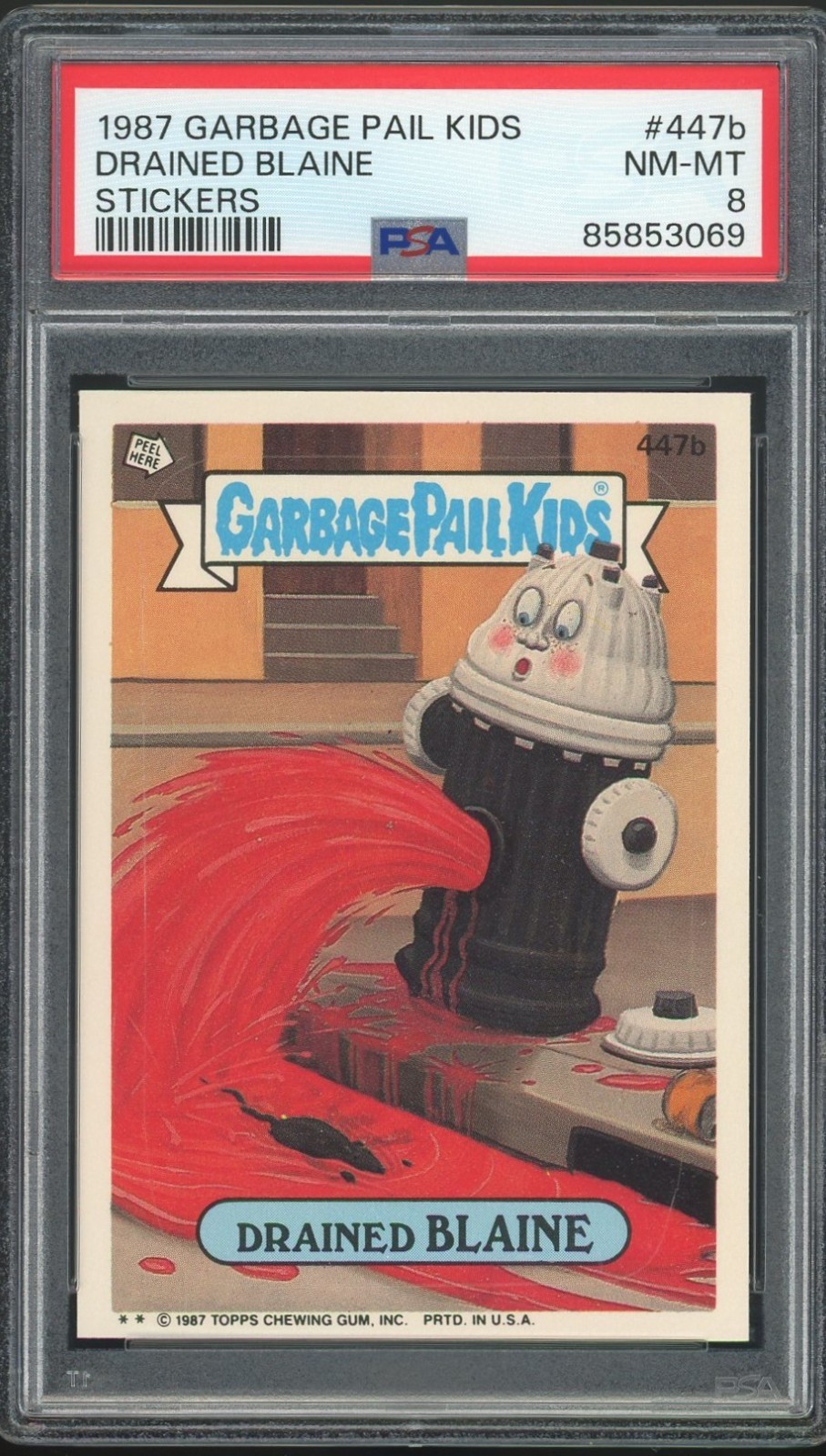 1987 Topps Garbage Pail Kids 11th Series #447b Drained Blaine PSA 8 NM-MINT Os11