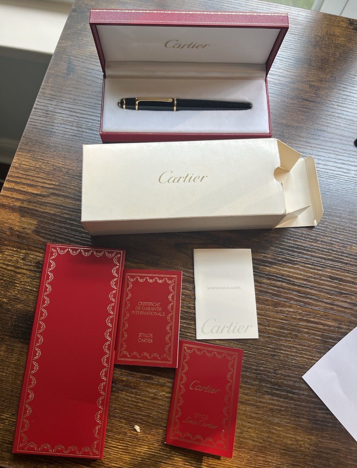 Cartier Louis Black & Gold Ballpoint Pen ST170026 New Unused w/ Box & Papers