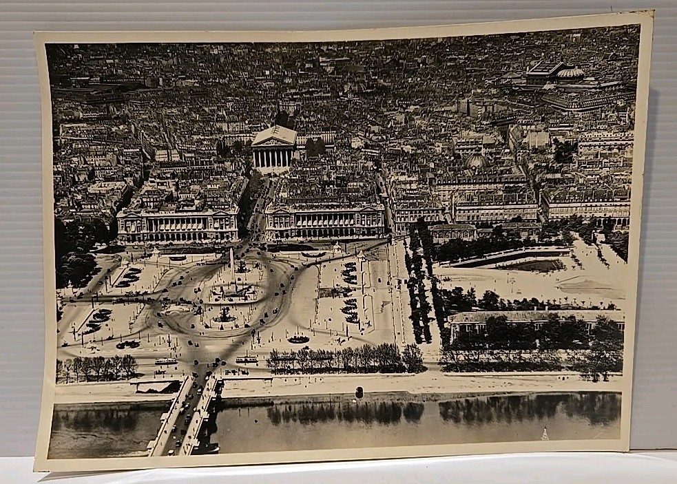 Vintage May 1919 Aerial Photo of Place de la Concord, Paris, France 