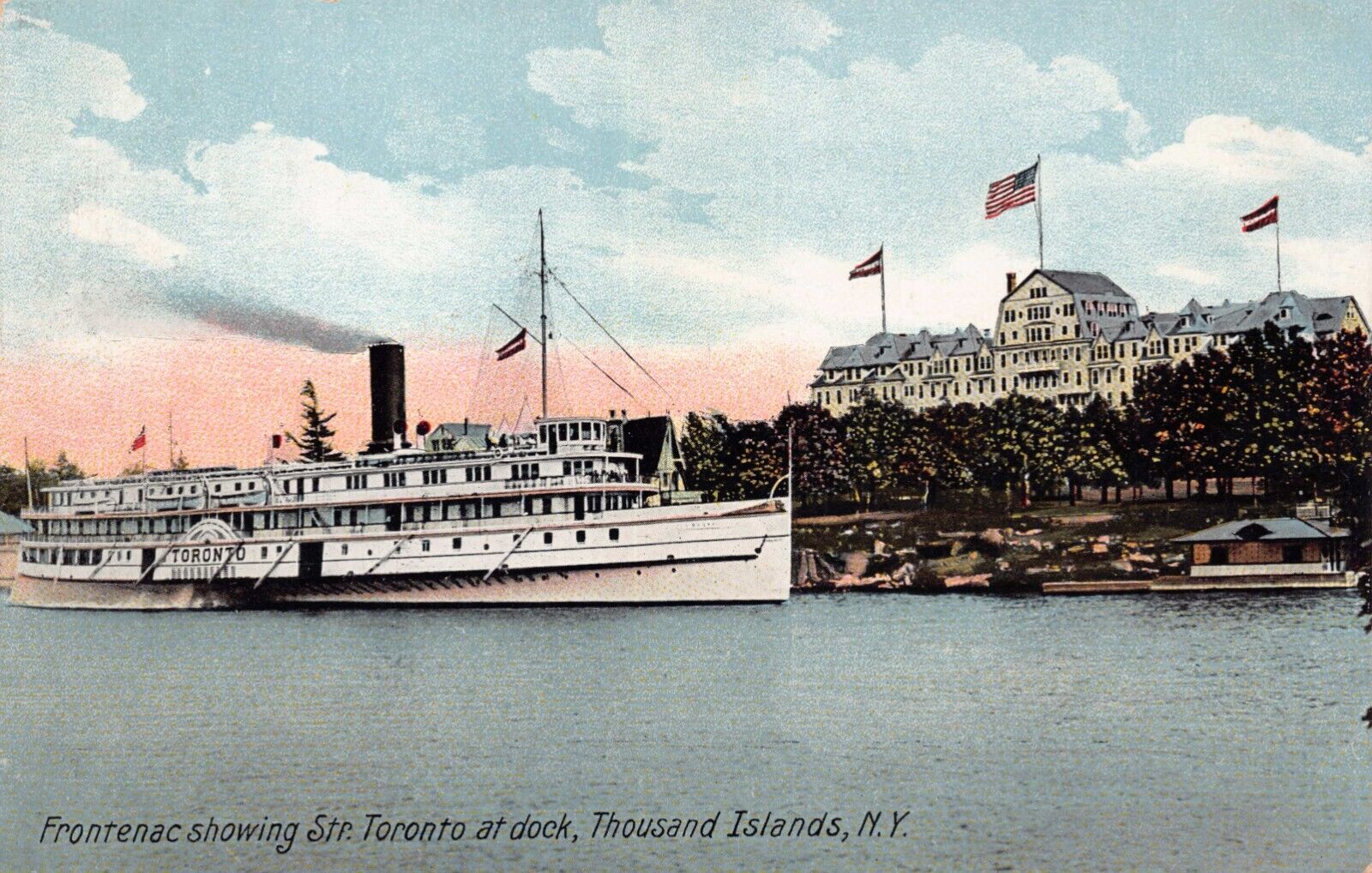 Frontenac Steamship Toronto Docked Thousand Islands New York Vtg Postcard CP352