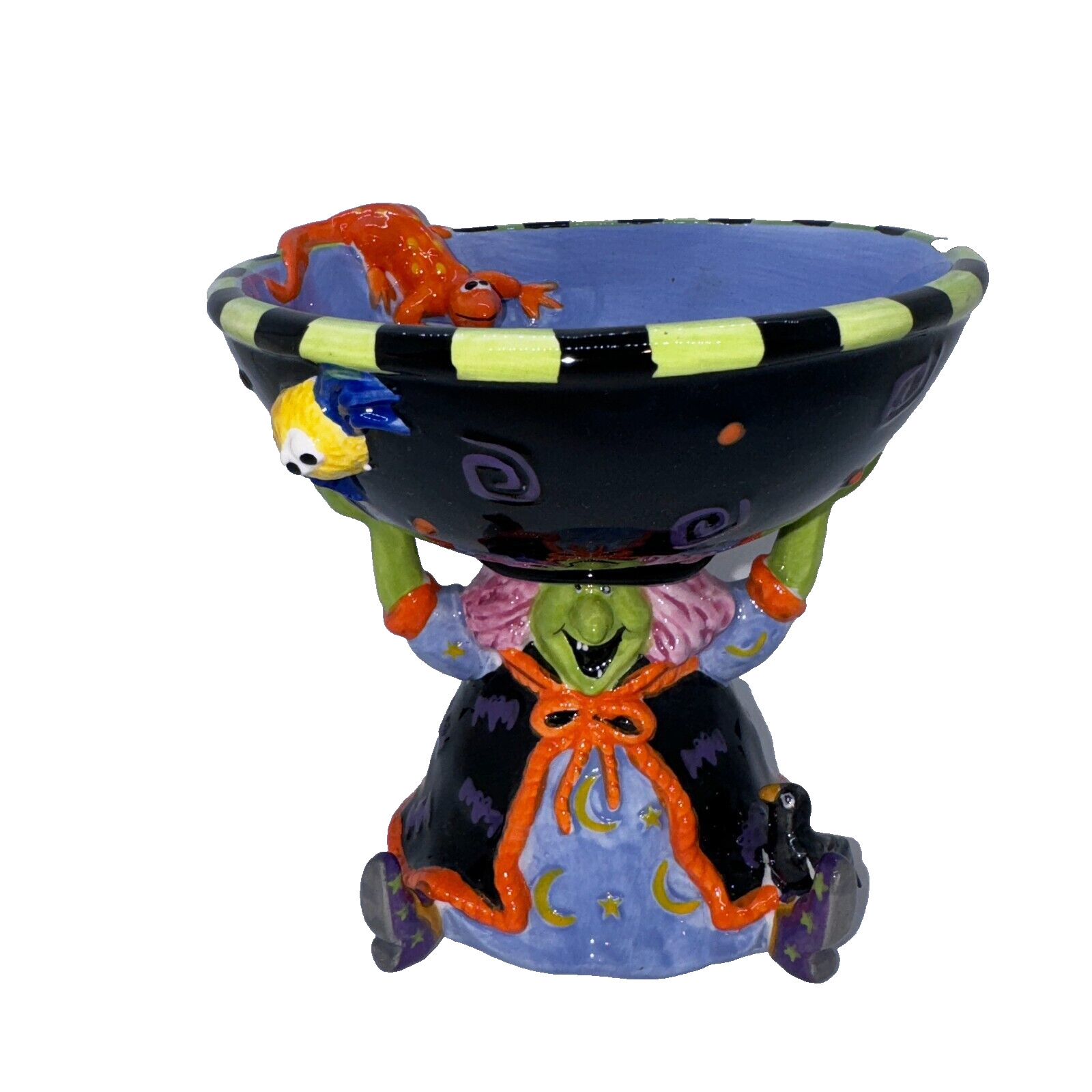 Halloween Wicked Witch Candy Bowl Creepy Scary Spider Lizard Treat Dish
