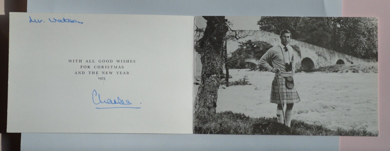 King Charles III  Hand signed Autograph  Christmas Card 1973