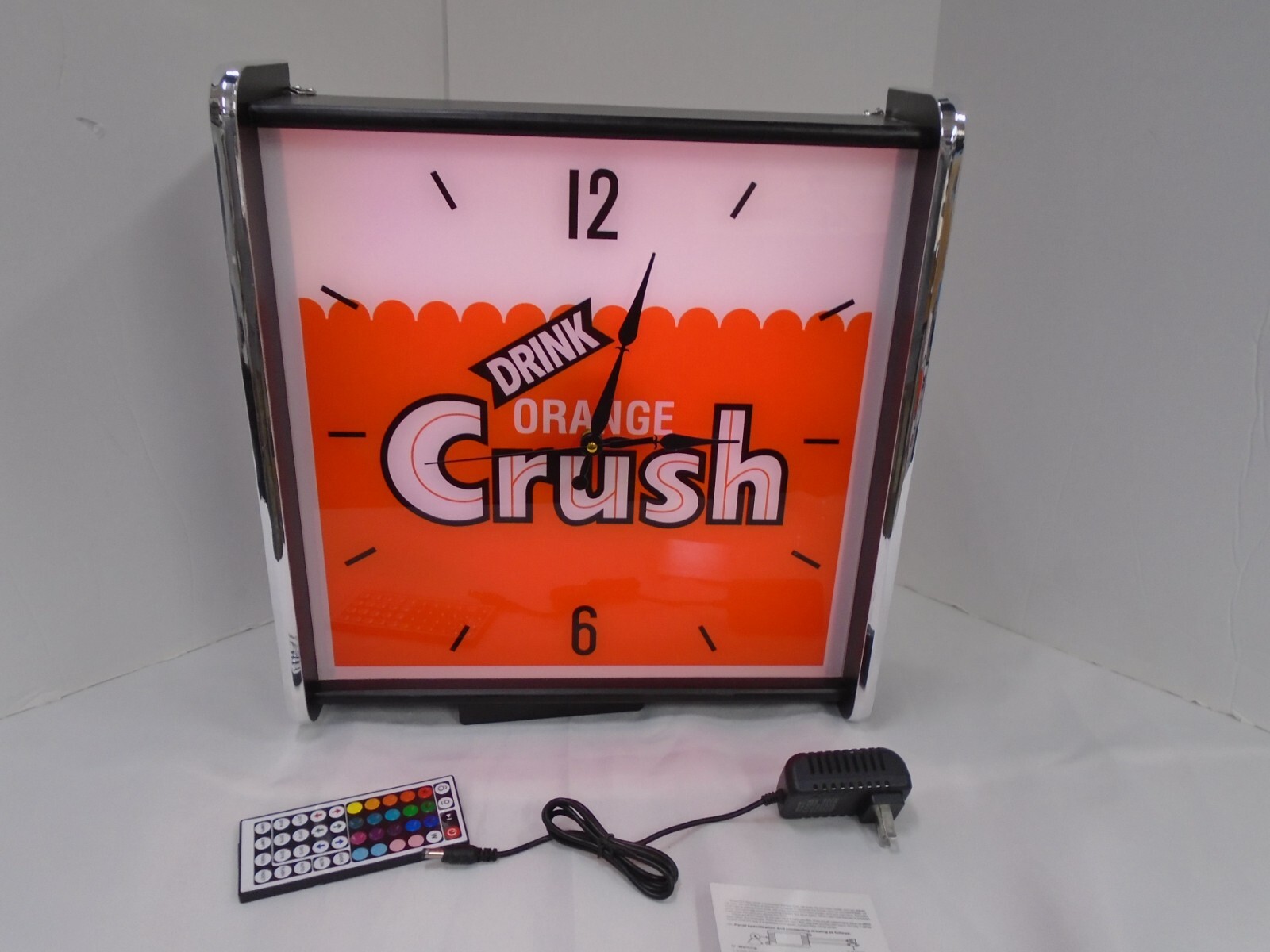 Drink Orange Crush LED light up wall clock Brand New