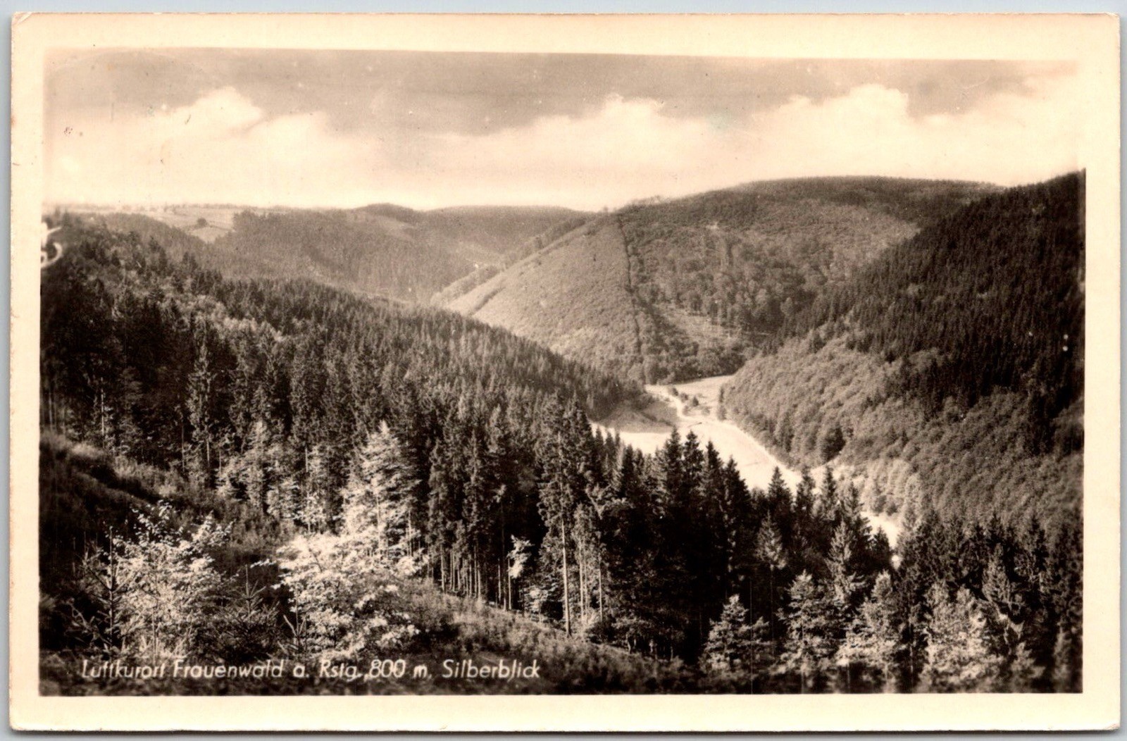 View Forested Hills Valley Höhenluftkurort Frauenwald Stamp RPPC Postcard