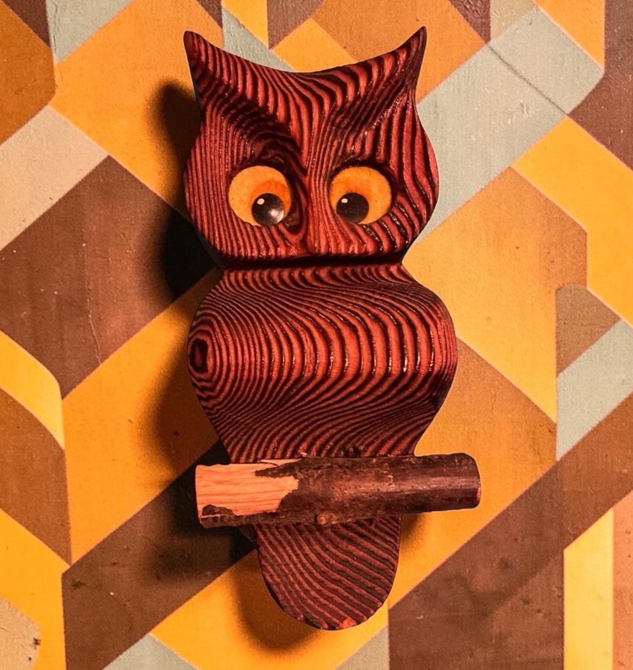 Vintage MCM 7” Wood Carved Textured Owl Kitchy Rustic Country Wall Decor 60s 70s Vintage MCM 7” Wood Carved Textured Owl Kitchy Rustic Country Wall Decor 60s 70s