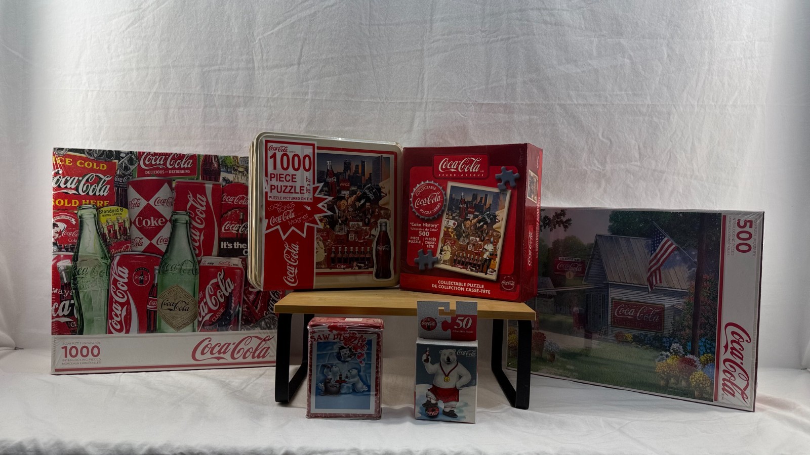 Vintage Coca-Cola Collectible Jigsaw Puzzle Lot - Set of 6 (Factory Sealed)