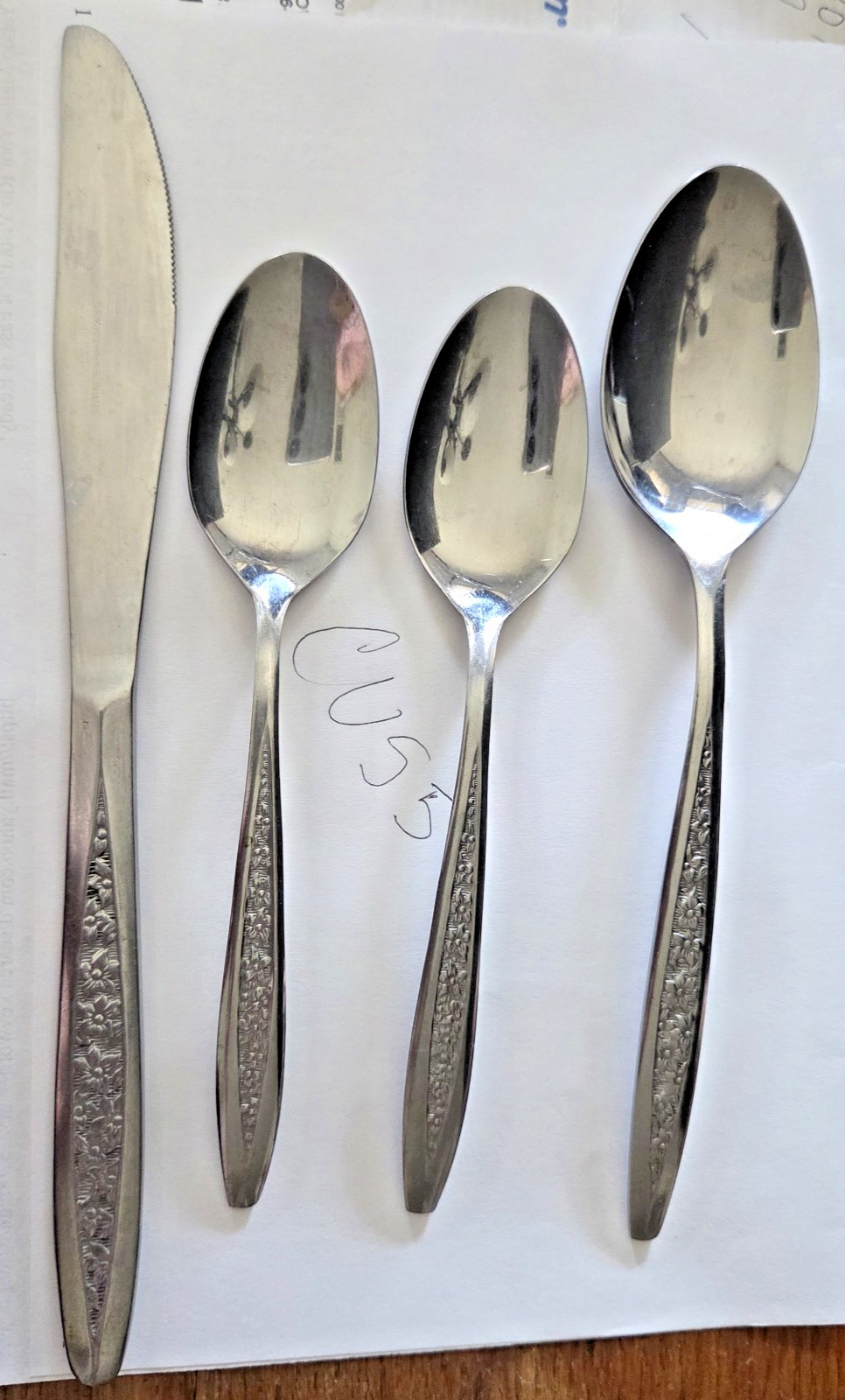 Vintage MCM Customcraft Flatware CUS5 Lot of 1 Tablespoon 2 Teaspoons 1 Knife