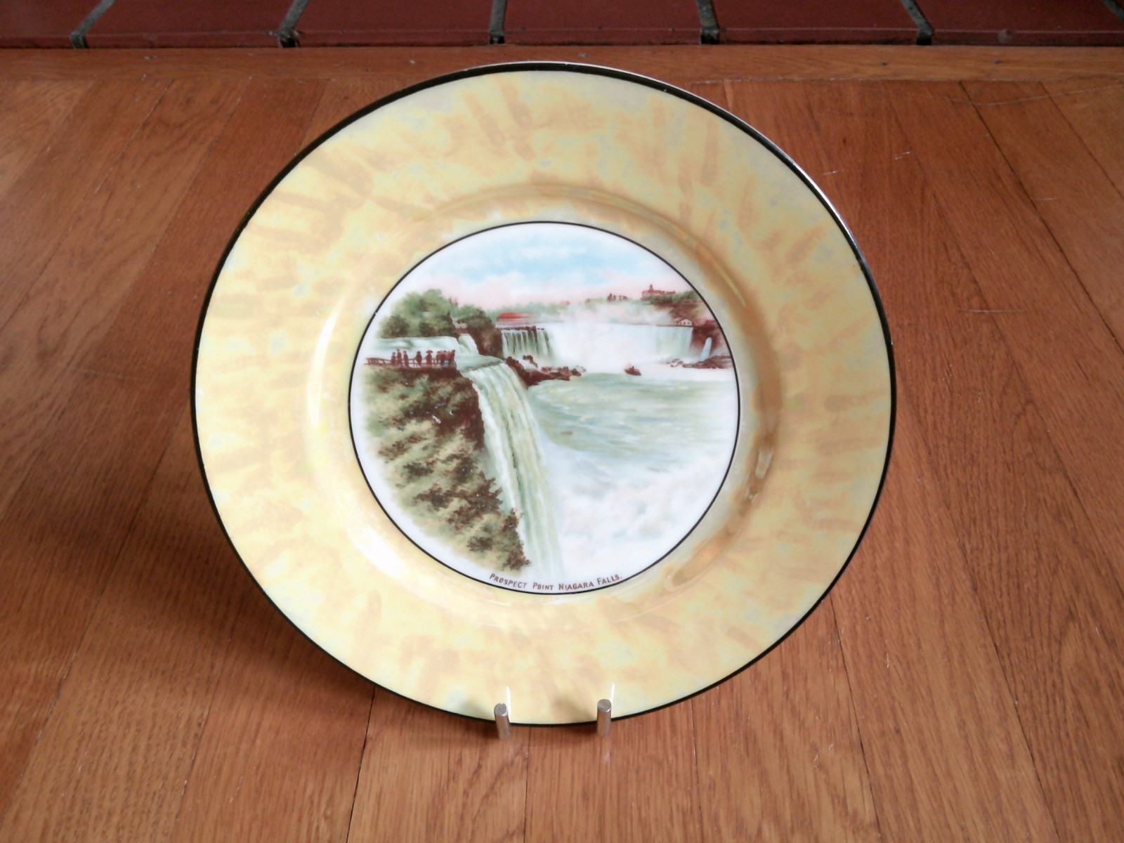 Antique MZ Altrohlau Niagara Falls Prospect Pt CM-R Decorative Plate Yellow Rim