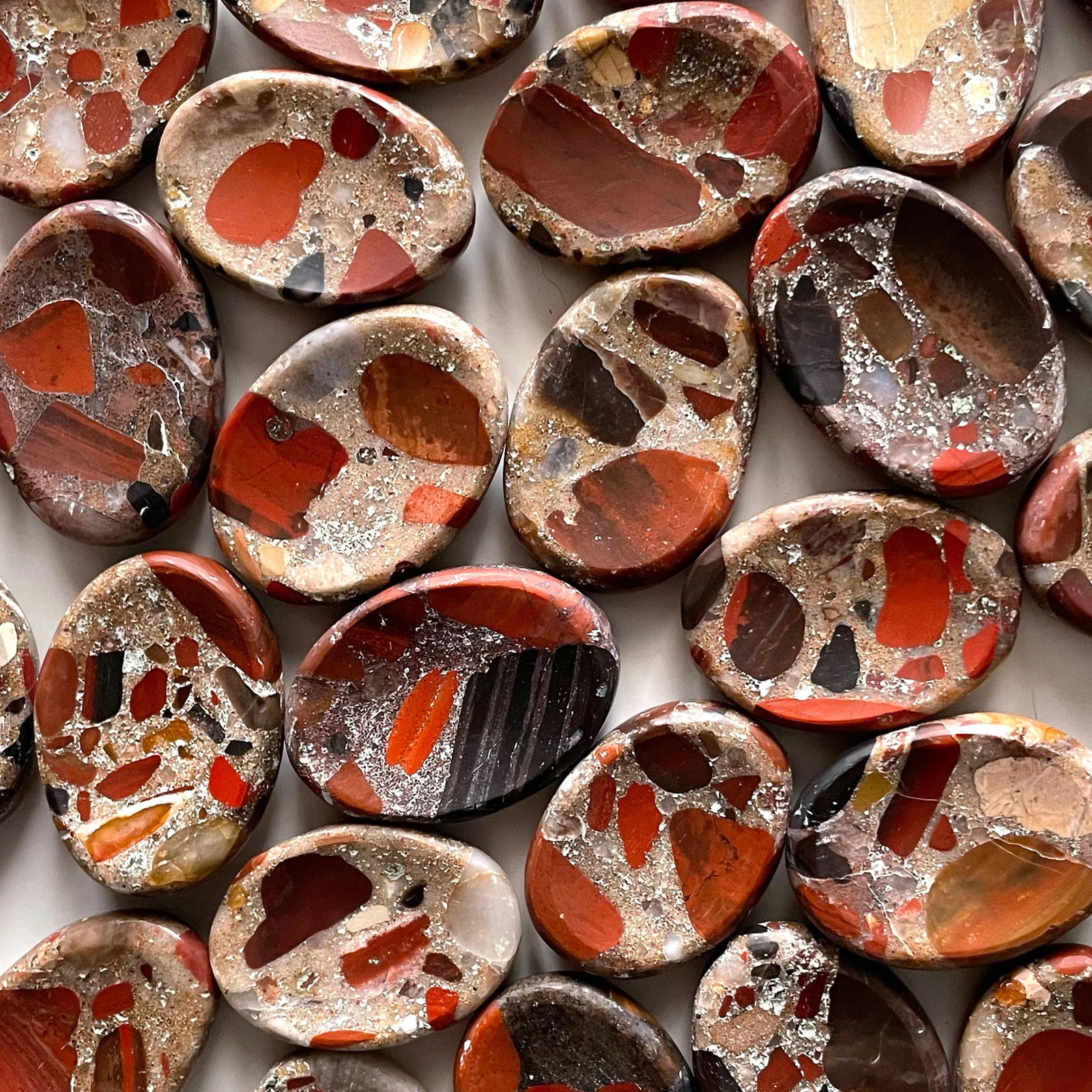 ASTRAL TRAVEL Red Jasper Conglomerate Worry Stone | Pudding Stone | Meditation ASTRAL TRAVEL Red Jasper Conglomerate Worry Stone | Pudding Stone | Meditation
