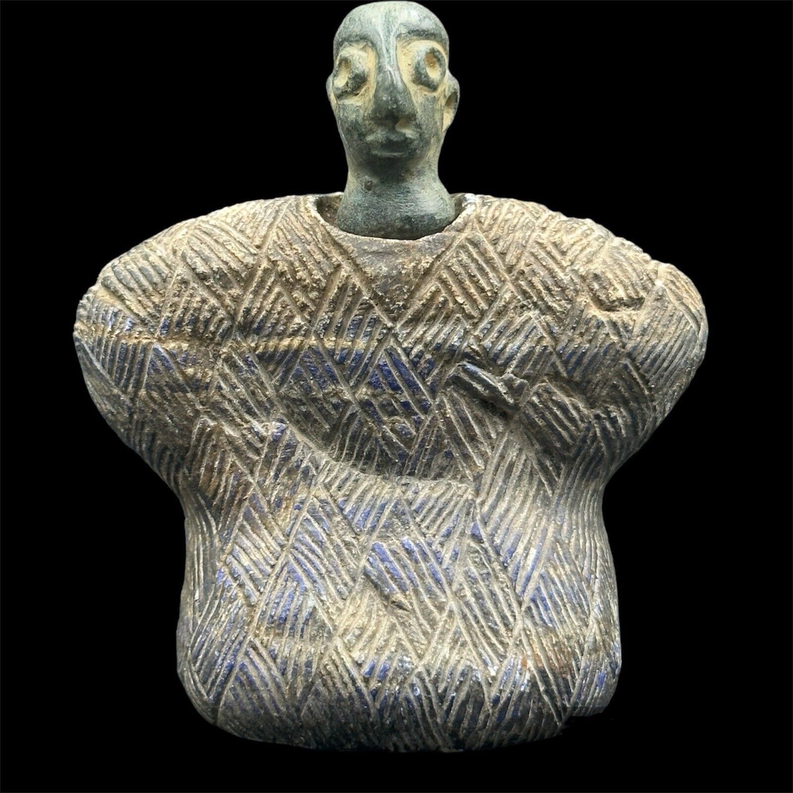 Very Rare Large Ancient Bactrian Composite Lapis Stone Idol Statue Figurine
