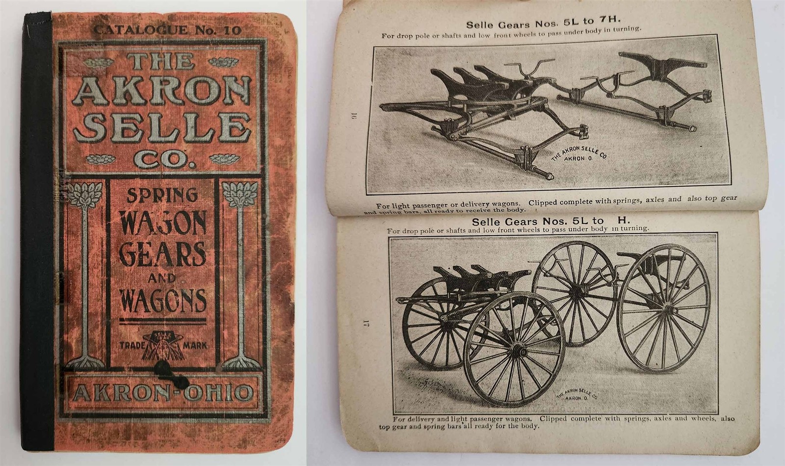 1906 antique SPRING WAGON CARRIAGE GEARS CATALOG akron oh AKRON-SELLE CO