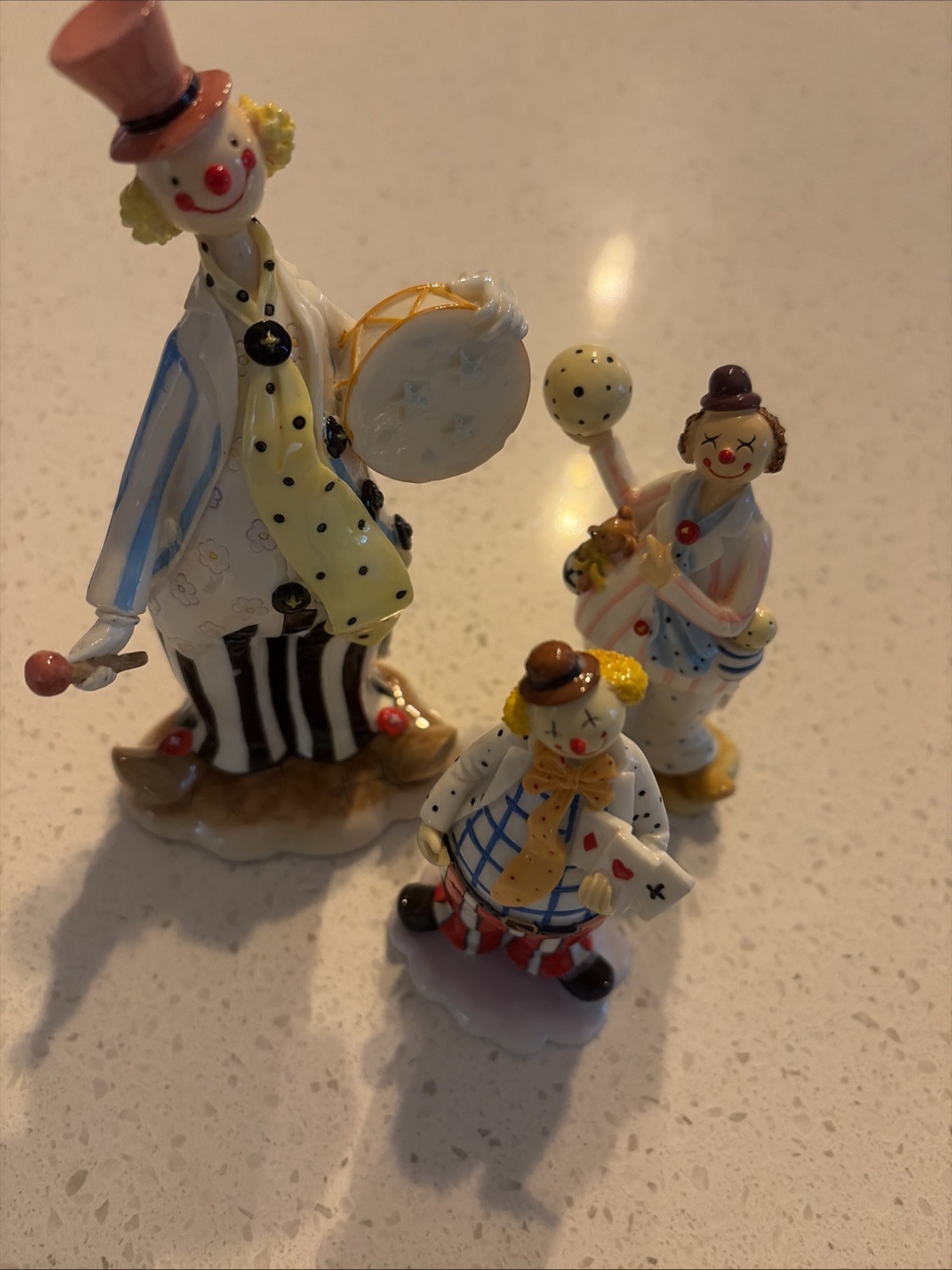3 Vtg HERCO Hand Painted Clown Figurines