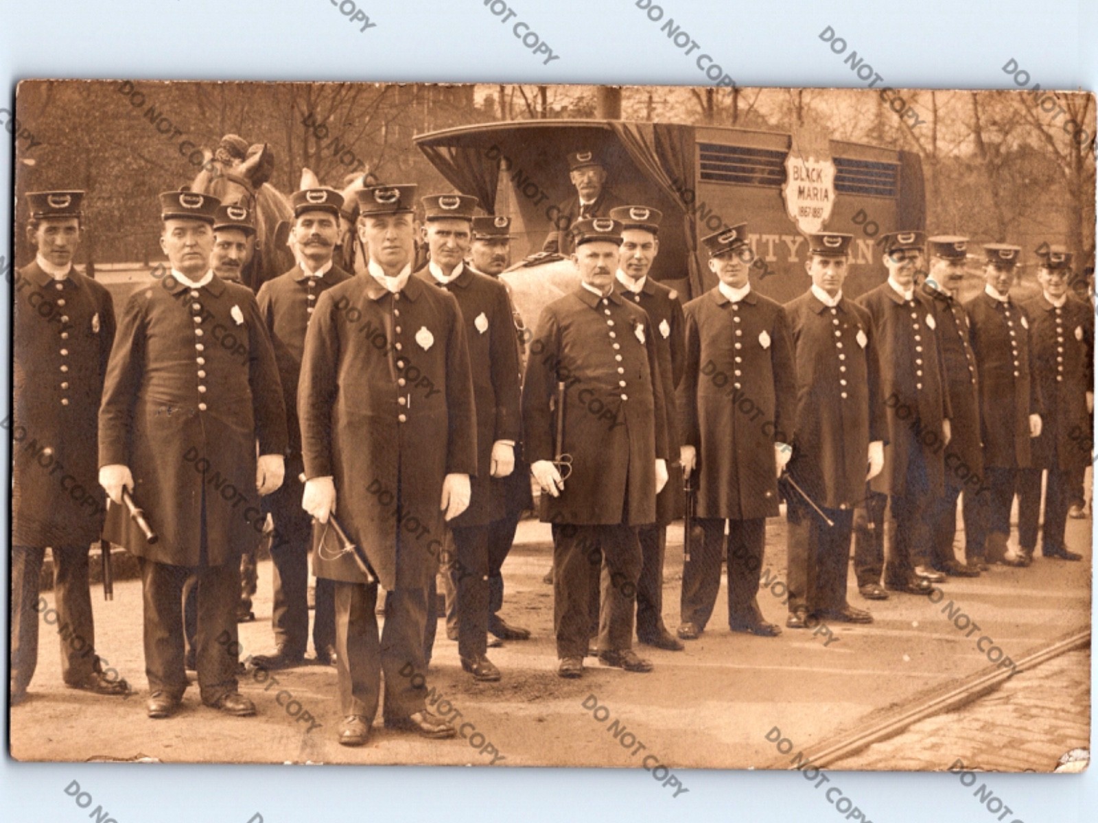 RARE c1910 BLACK MARIA POLICE Officers Horse Wagon MEMPHIS Tennessee TN RPPC