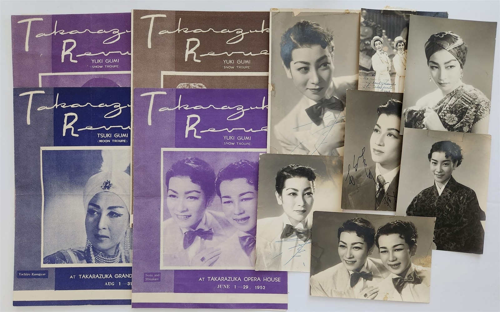 1952 vintage TAKARAZUKA REVUE JAPAN OPERA PROGRAMS + SIGNED ACTRESS PHOTOS