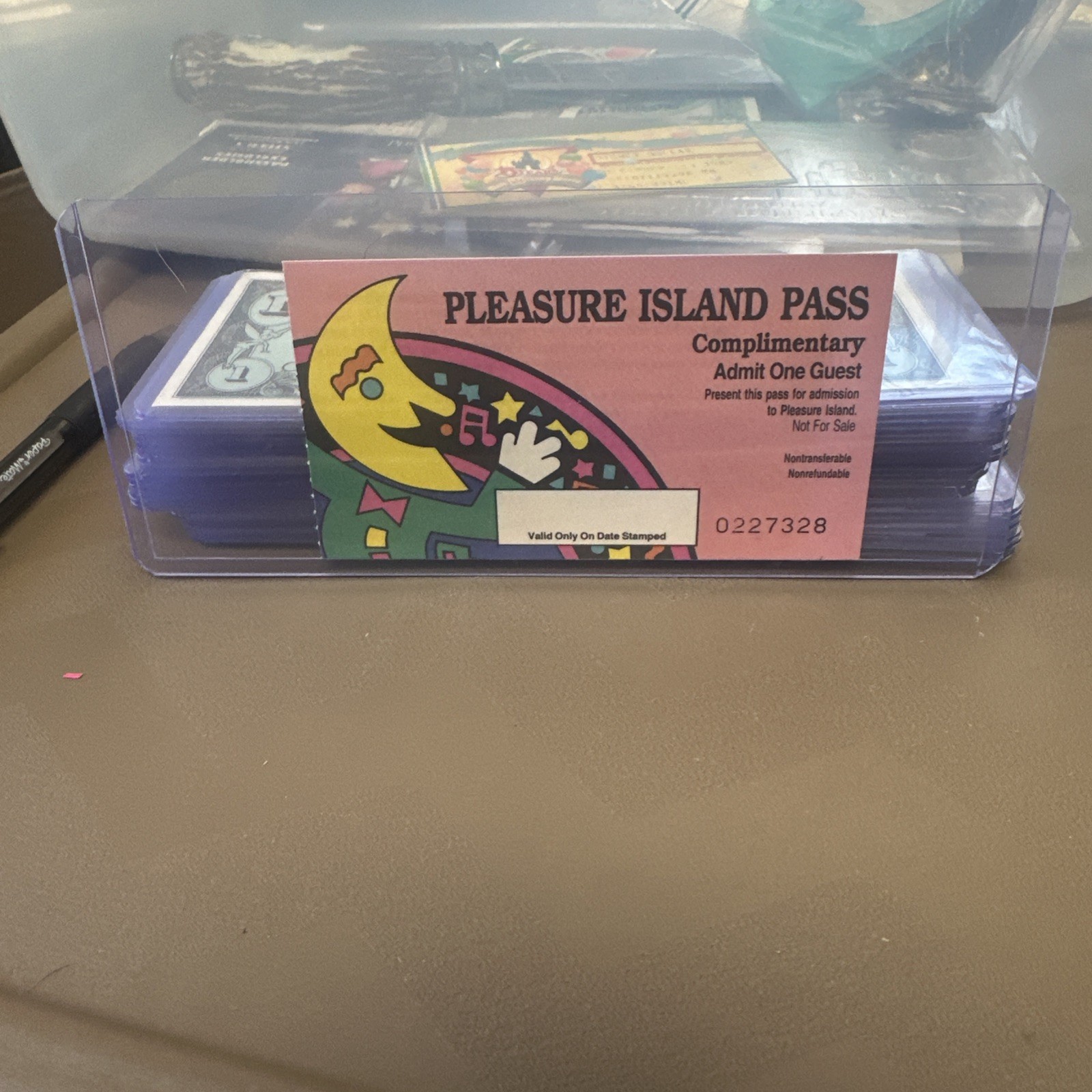 1992 VINTAGE  DISNEY PLEASURE ISLAND  PASSES  USED -  # 022 7328 -FAST SHIPPING