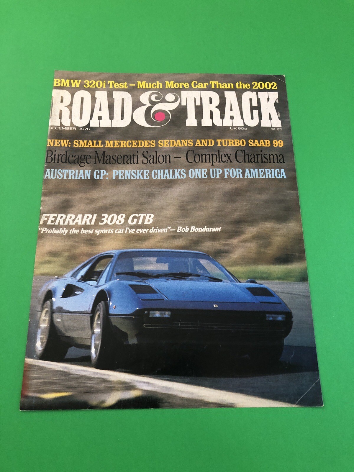 1976 1977 FERRARI 308 GTB ORIGINAL VINTAGE PRINT AD MAGAZINE COVER