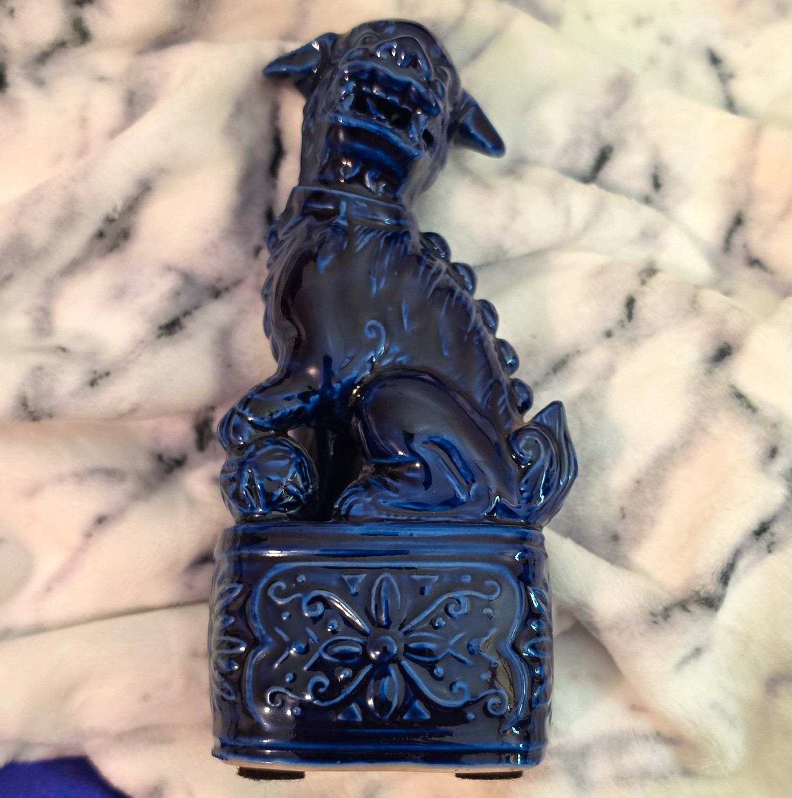 Vintage blue Foo Dog statue