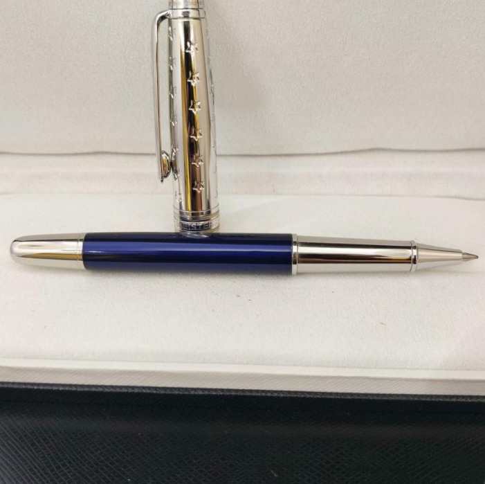 Luxury 163 Metal Prince Series Blue+Silver Color 0.7mm Rollerball Pen NO BOX
