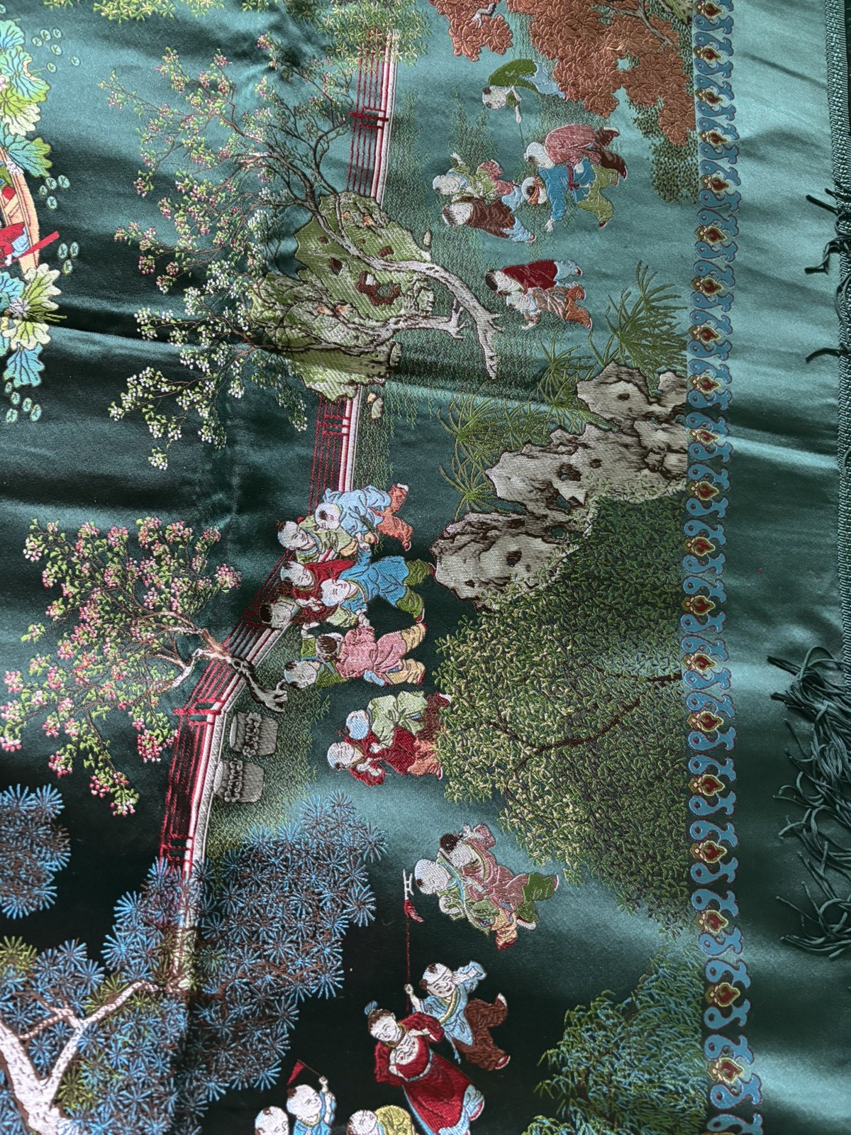 Asian 100 boys children brocaded flower Tapestry Table Cloth wall hanging