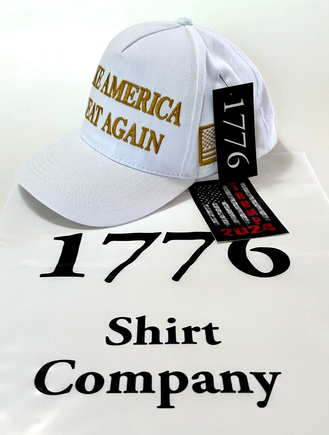 Trump OFFICIAL 45-47 Hat..2024..MAGA...White...1776 Shirt Company w/ Store Bag