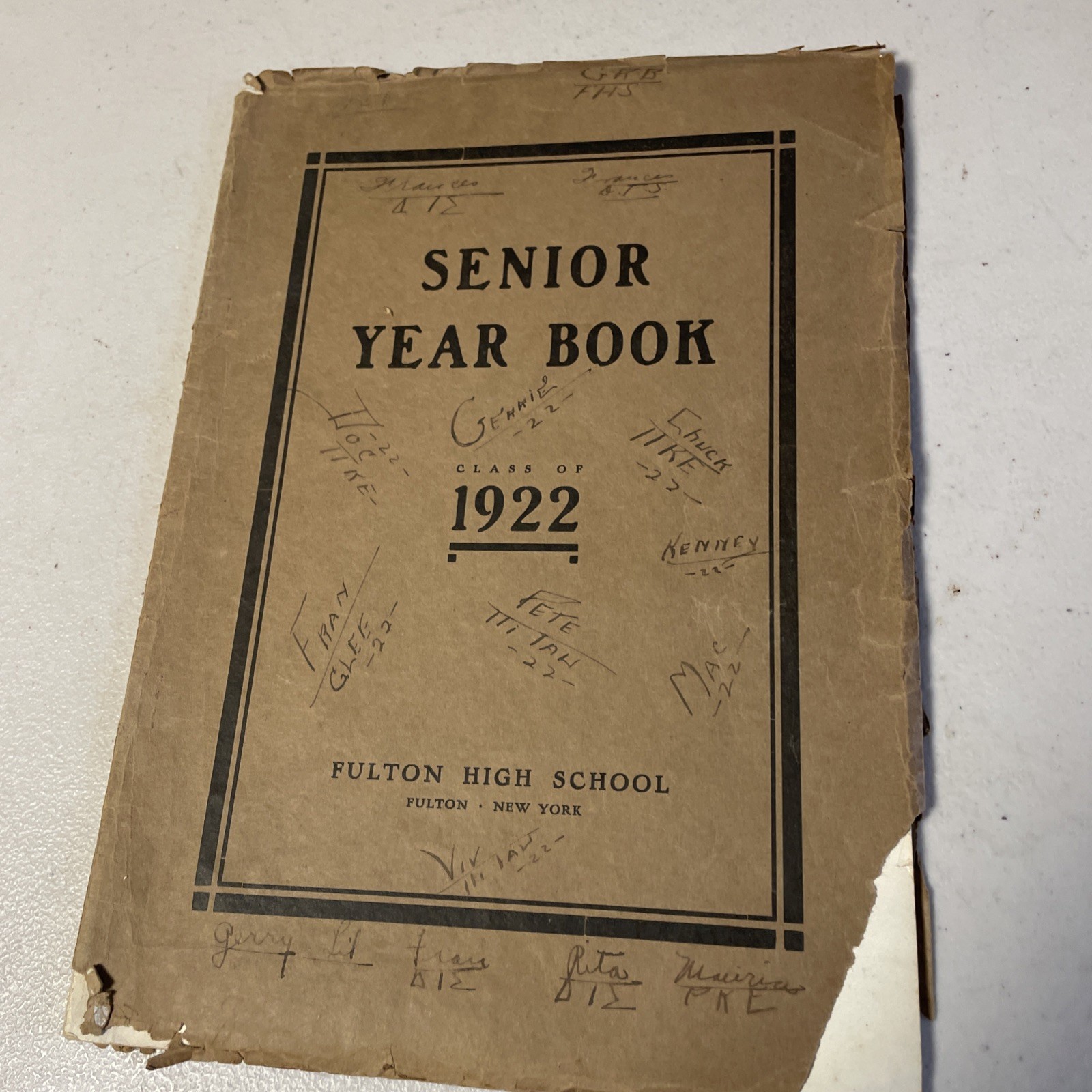 Senior Year Book Fulton High School New York 1922 Signed