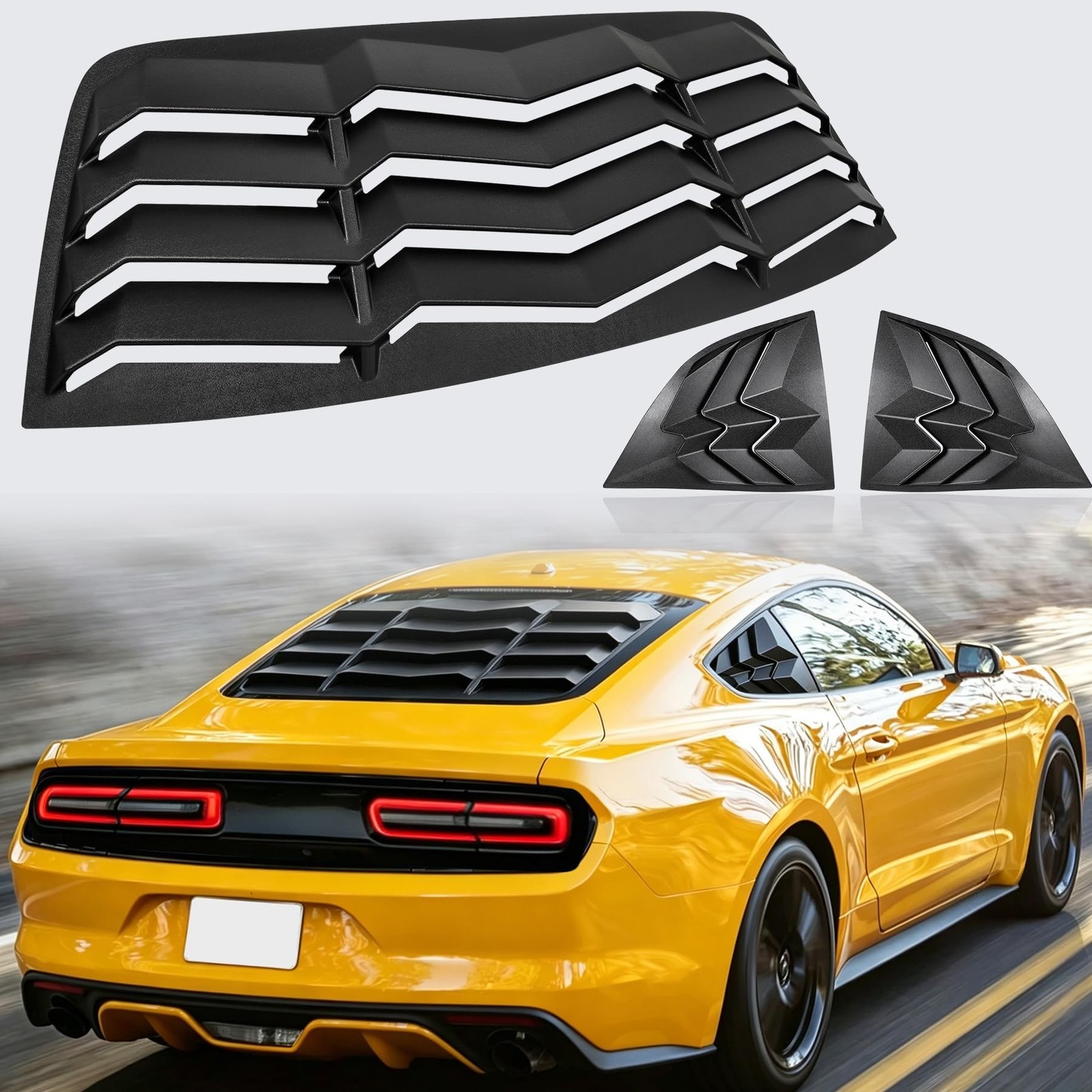 Car Rear+Side Window Louver - Fit for Dodge Challenger 2008-2023 ABS Black | ...