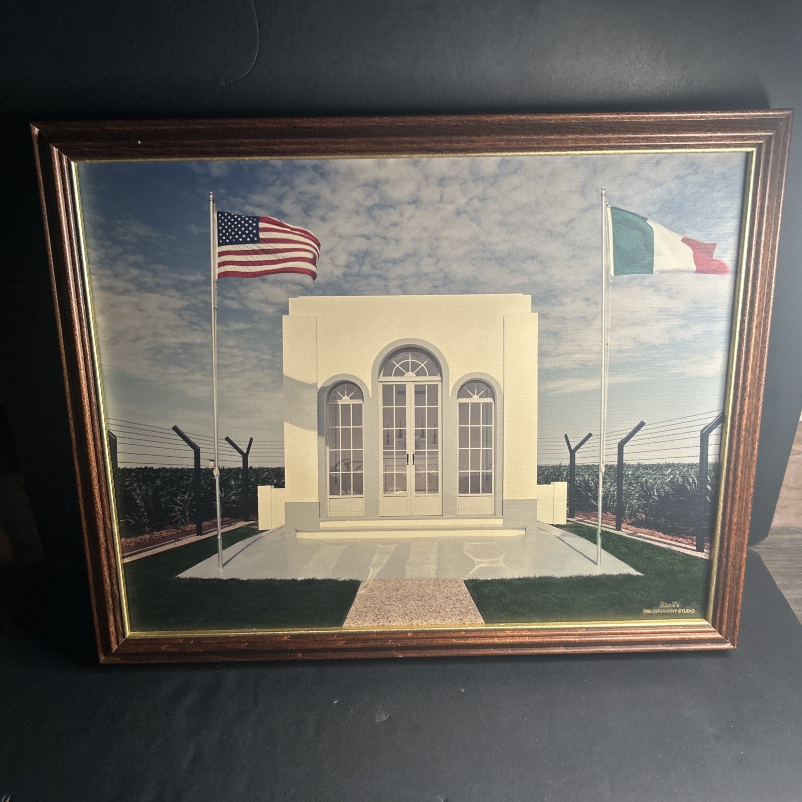 Artwork depicts the historic Italian POW Chapel at Camp Hereford In Hereford Tex