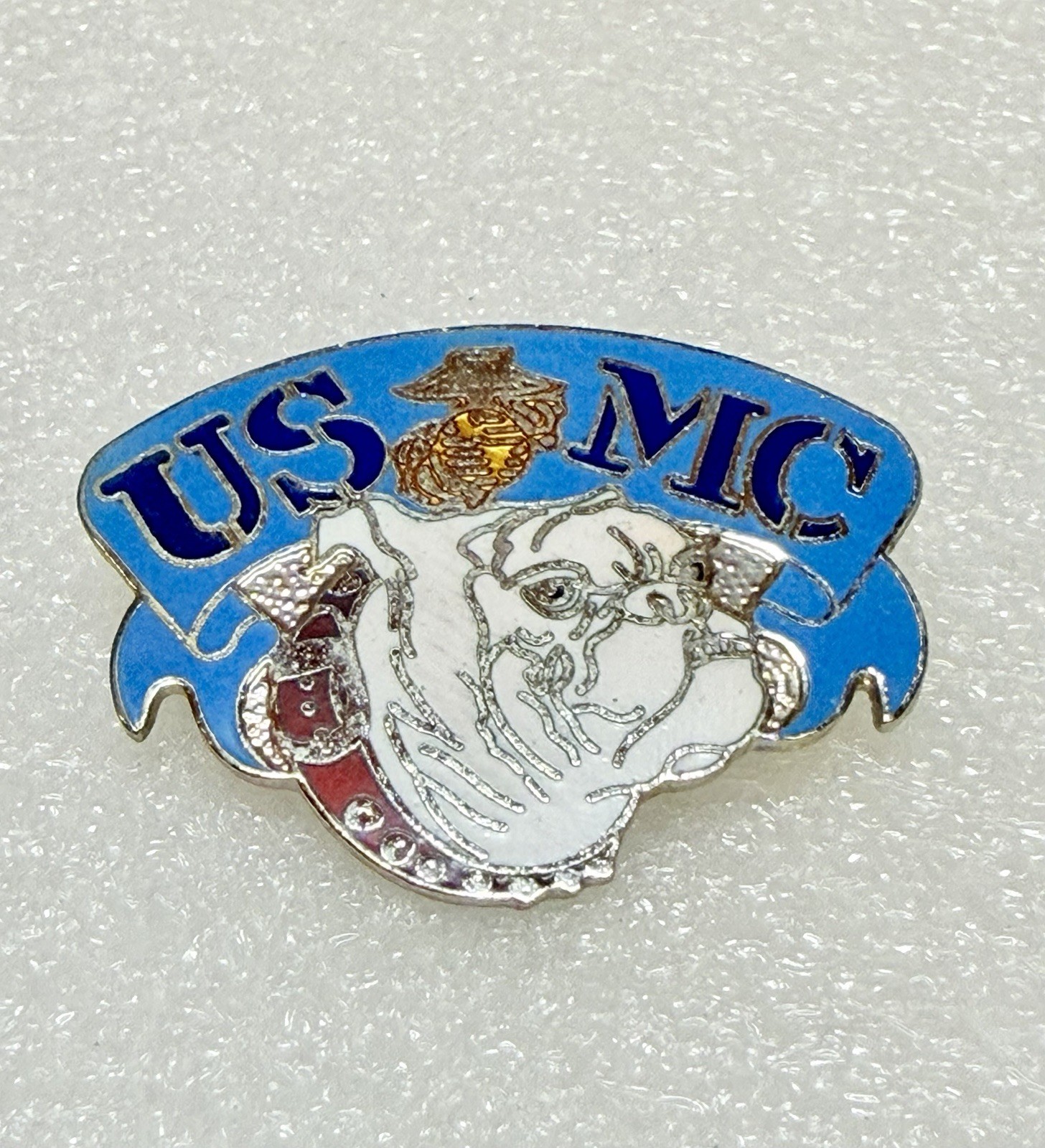 Vintage USMC Bulldog Mascot Enamel Lapel Hat Pin Marine Corps Chesty Aminco