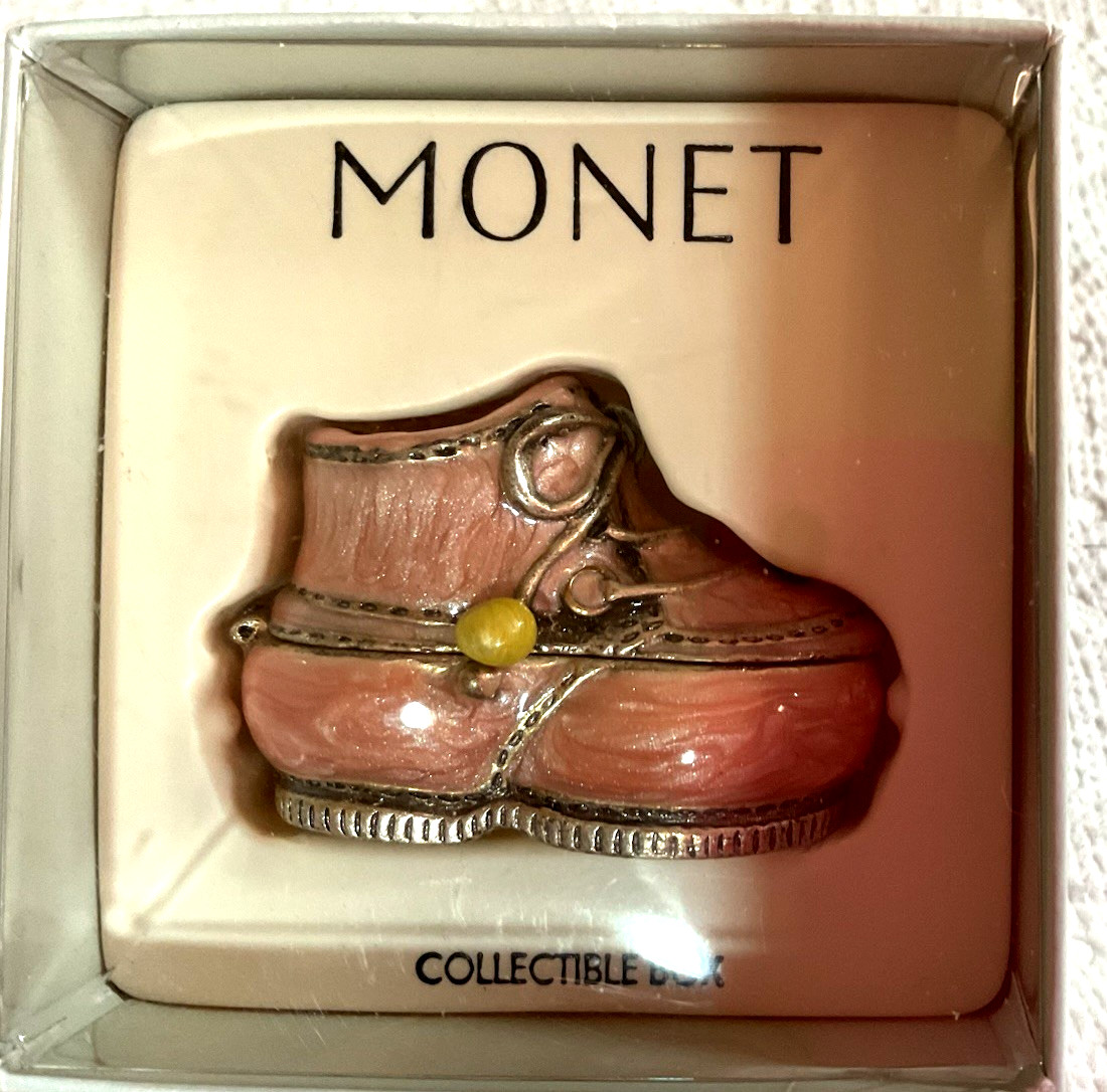 Monet Pink Baby Shoe Trinket Box NIB Monet Pink Baby Shoe Trinket Box NIB