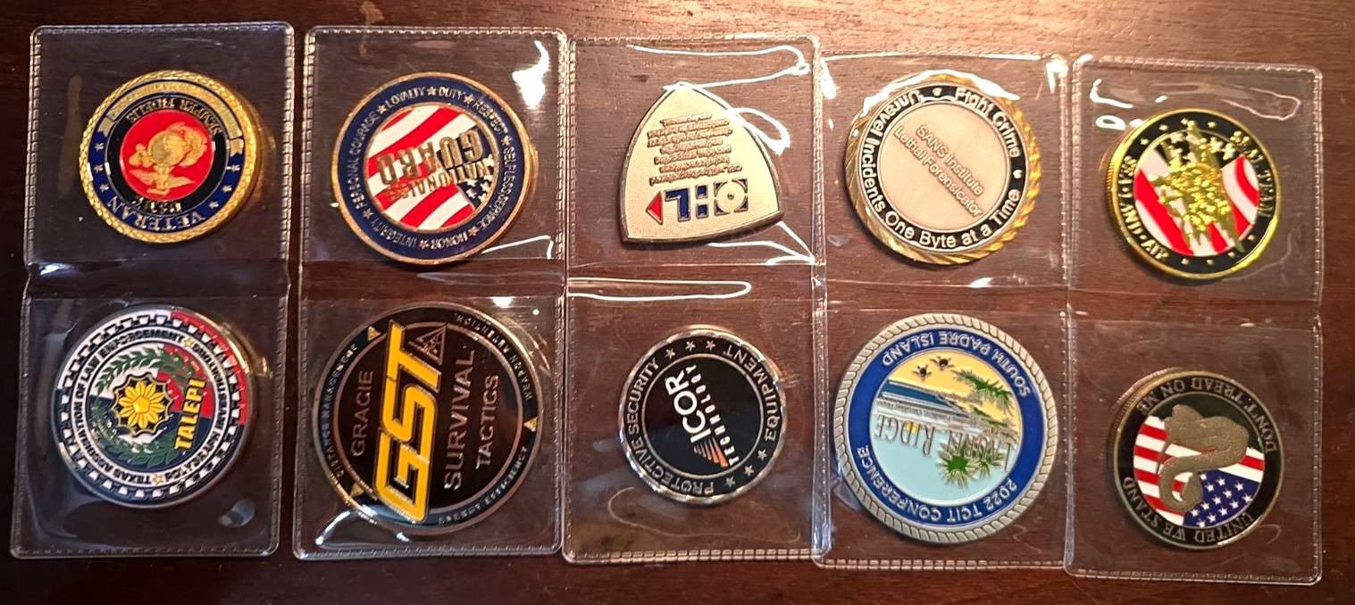 Lot of 10 Various Challenge Coins (All BU) 3A