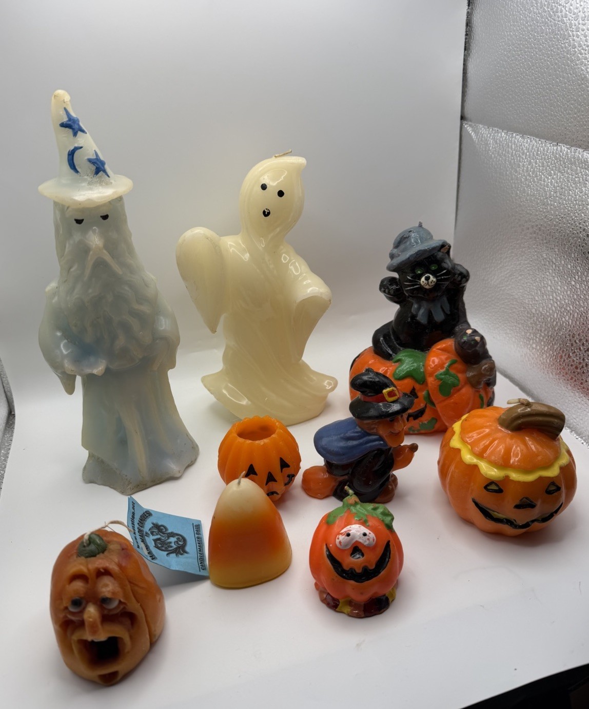Vintage Halloween Candle LOT OF 9 Ghosts, Wizard, Pumpkin,  Cat, All Unused