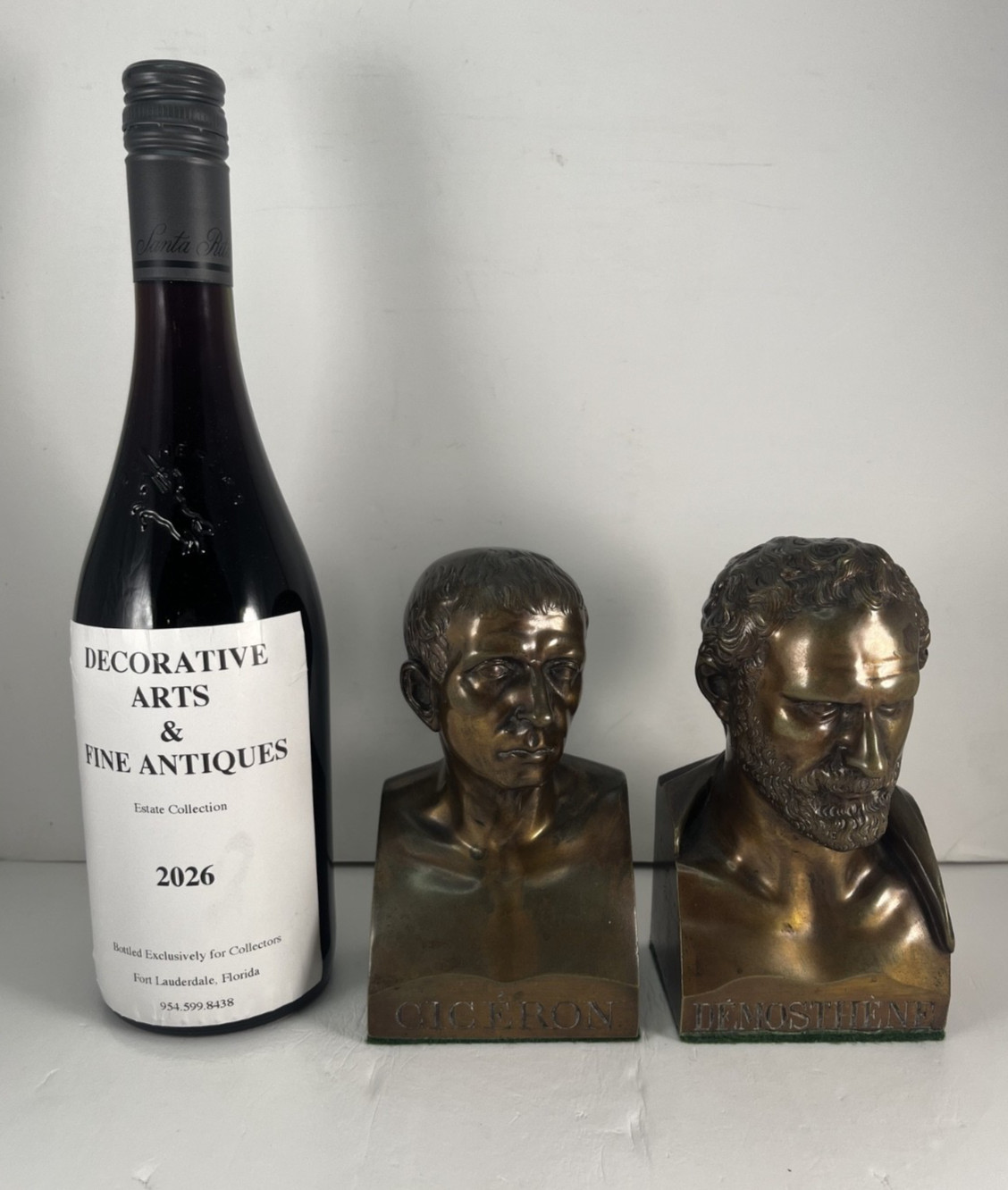 Pair of Bronze Bookends of Cicéron and Démosthéne (Good Detail)