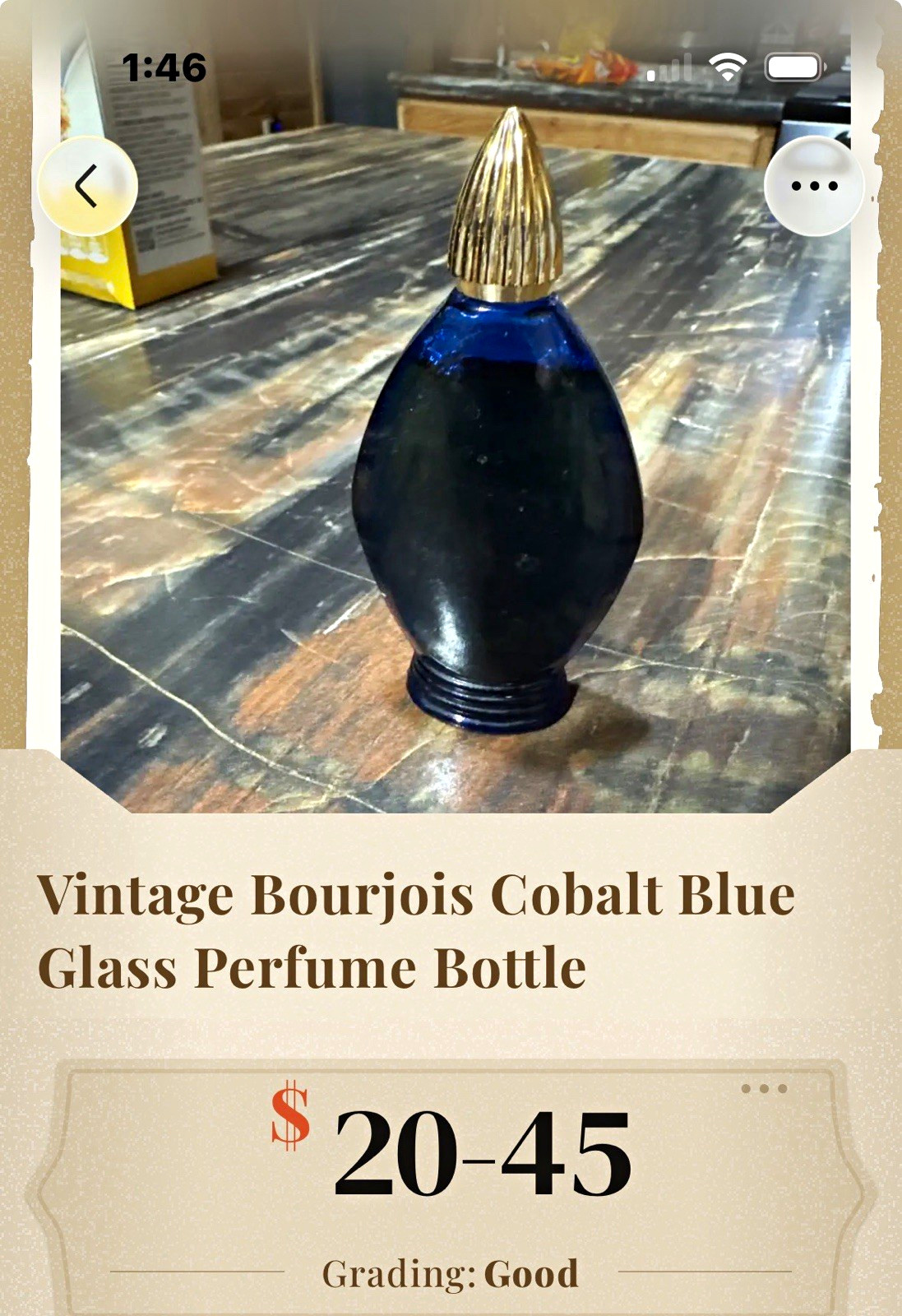 Bourjois Vintage Cobalt Blue Glass Perfume Bottle Collectible Vanity Decor