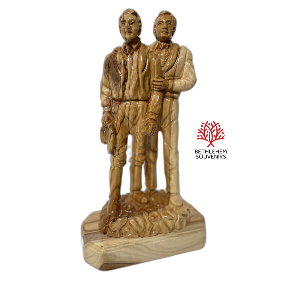 Joseph Smith And Hyrum Marble Olive Wood Hand Carved Masterpiece Mormon Art Gift