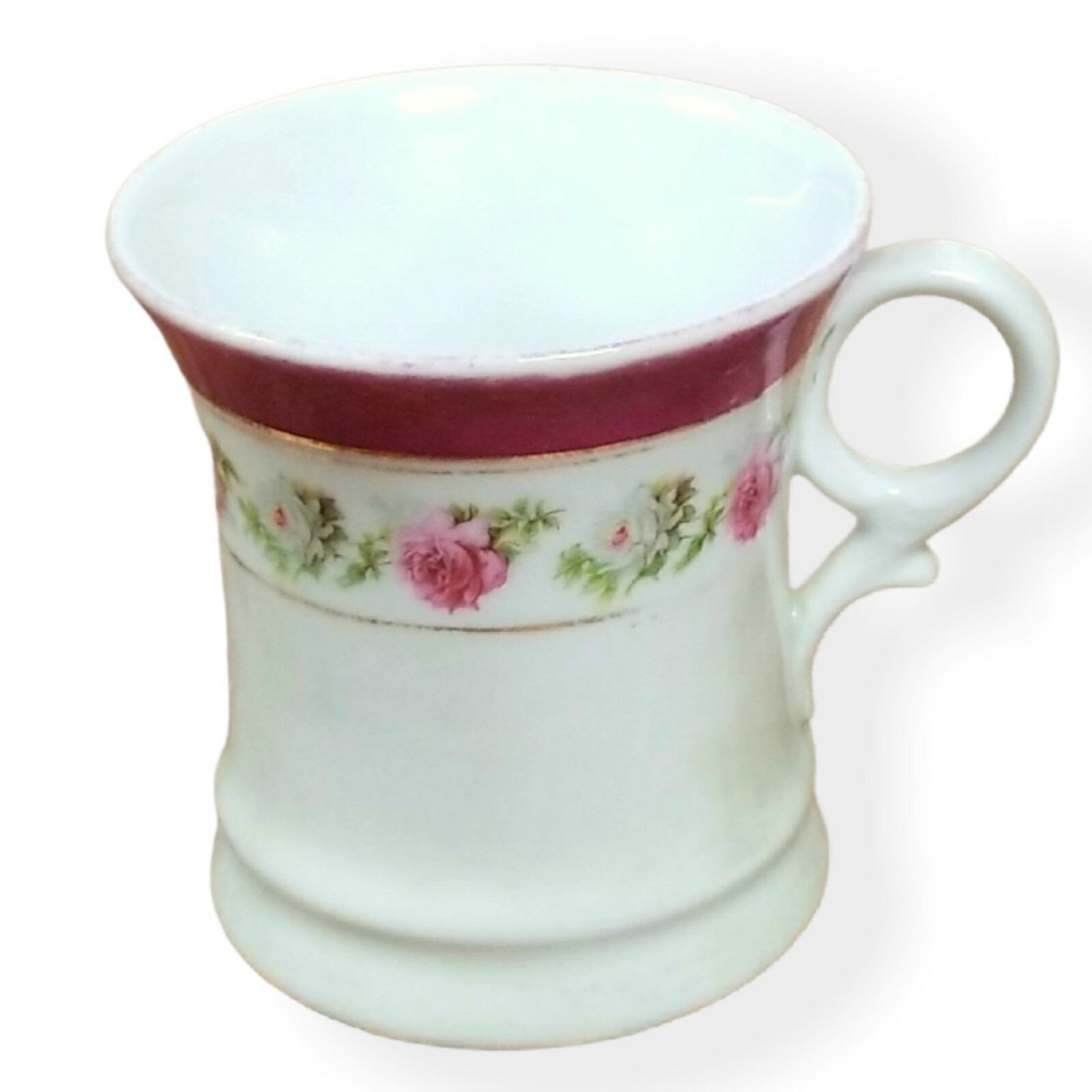 Germany Porcelain Mug Vintage Iridescent Shaving 797 with Floral Roses Gilt Trim